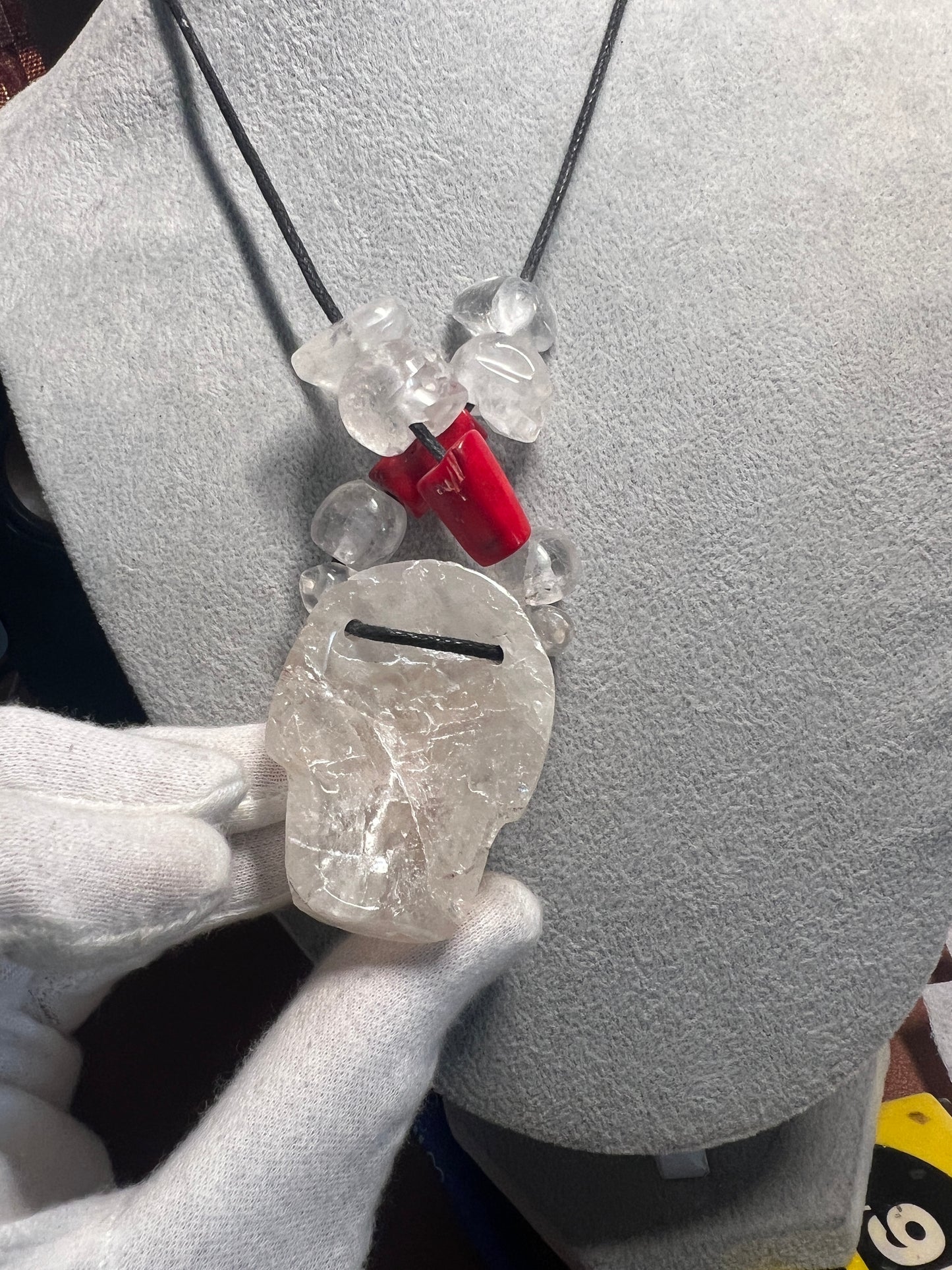 Crystal Quartz, Skull Necklace, Healing Stone, Mictlantecuhtli, Mexico, Mexica, Azteca, Aztec (#38)