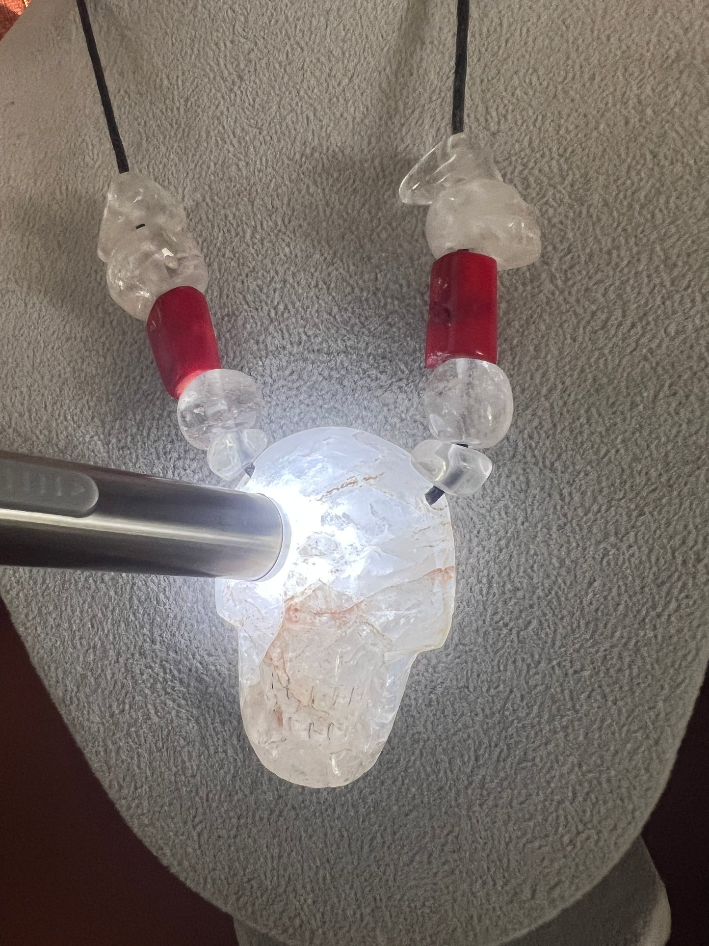 Crystal Quartz, Skull Necklace, Healing Stone, Mictlantecuhtli, Mexico, Mexica, Azteca, Aztec (#38)