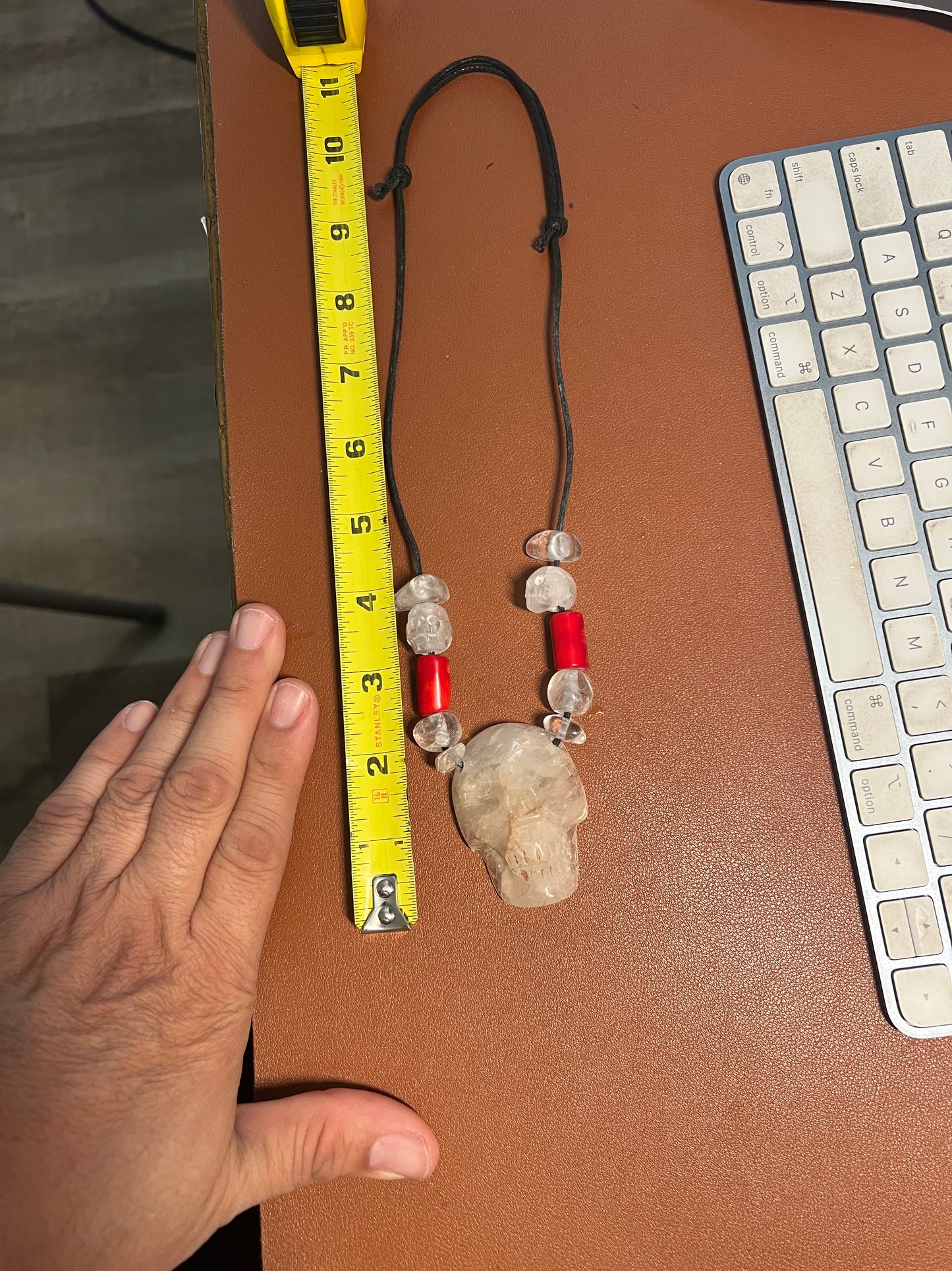 Crystal Quartz, Skull Necklace, Healing Stone, Mictlantecuhtli, Mexico, Mexica, Azteca, Aztec (#38)