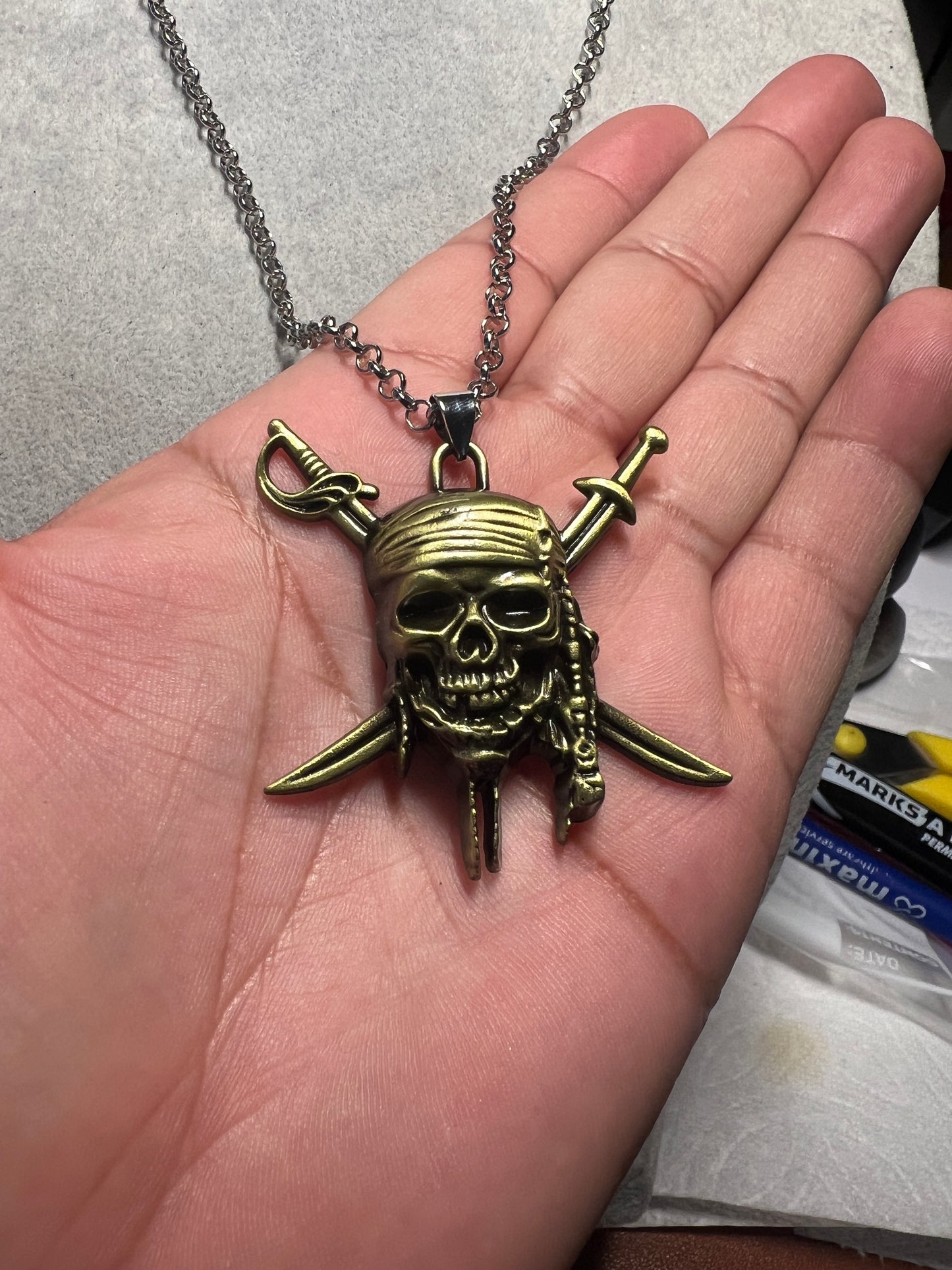 Fashion Vintage Charm Pirates Of The Caribbean Necklace Jack Sparrow's Skull Pendant Jewelry Men Women Gifts #35