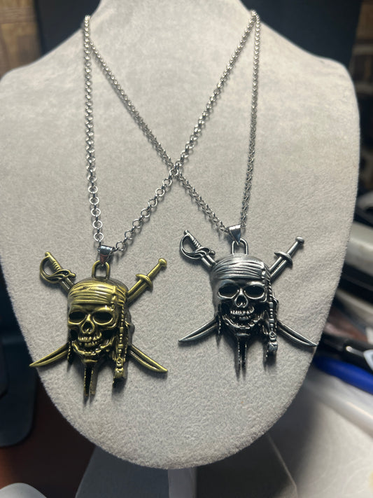 Fashion Vintage Charm Pirates Of The Caribbean Necklace Jack Sparrow's Skull Pendant Jewelry Men Women Gifts #35