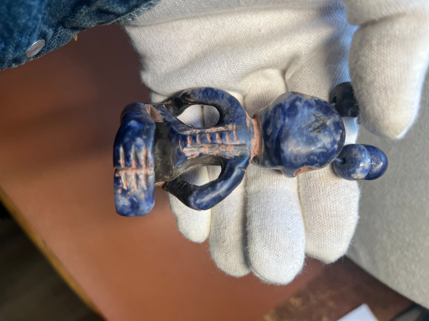 Mictlantecuhtli Sodalite Azul Aztec Death Lord Pendant, Necklace Mexico (#17)