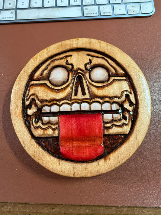 Aztec Piedra De Muerte plaque wooden carving, Mexica, Mexico, Mexican, Handmade