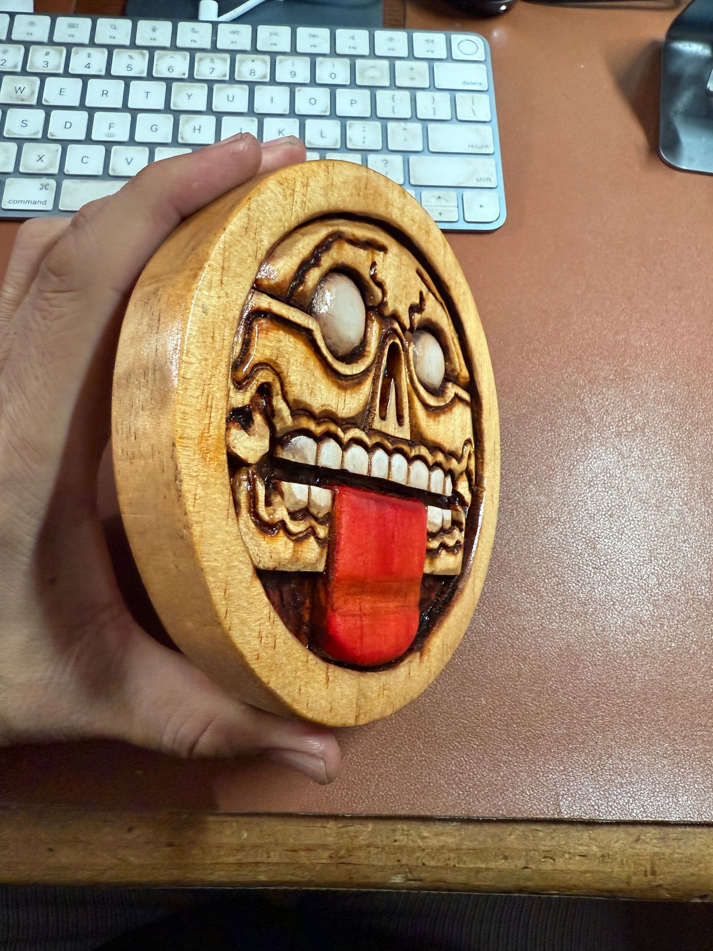 Aztec Piedra De Muerte plaque wooden carving, Mexica, Mexico, Mexican, Handmade