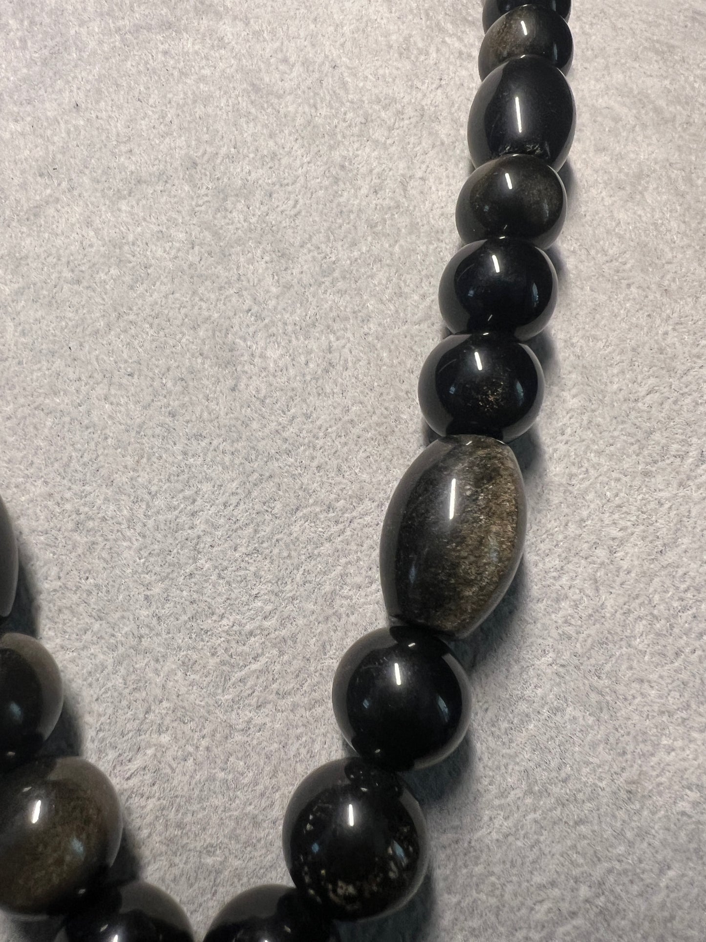 Gold Sheen Obsidian Full Circle Piedra De Muerte Pendant Beaded Necklace, The Stone of Death, Mictlantecuhtli, Handmade, Mexico, Prehispanic Jewelry (#16)