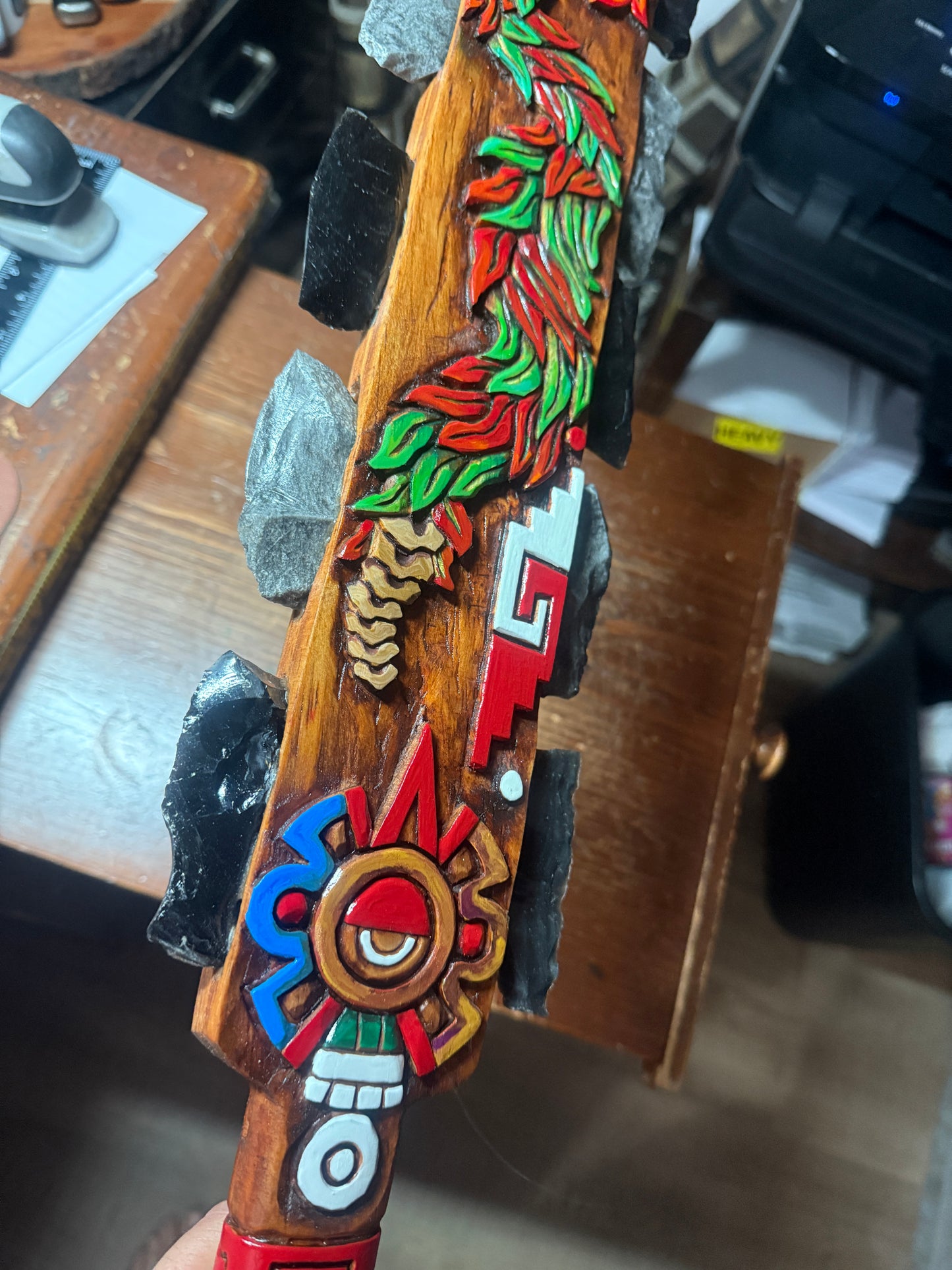 Alt Tlachinoli Ollin Quetzalcoatl Aztec Macuahuitl Mexican Warrior Sword War Club