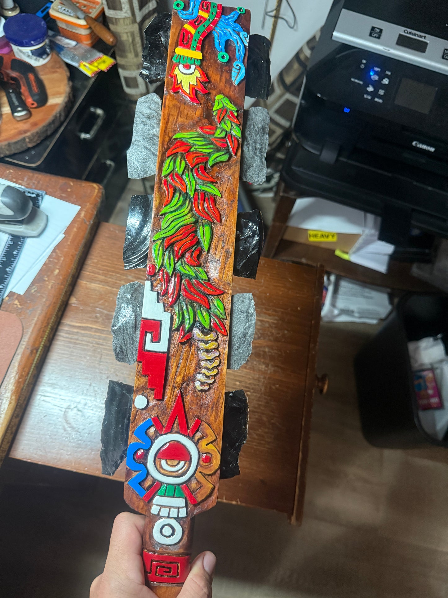 Alt Tlachinoli Ollin Quetzalcoatl Aztec Macuahuitl Mexican Warrior Sword War Club