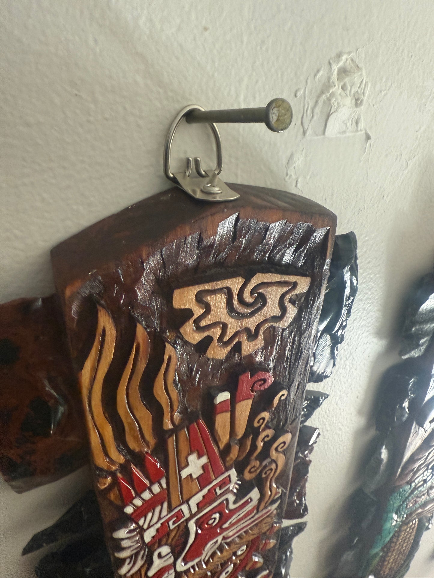 Macuahuitl Azteca Wall Art, Quetzalcoatl Ehecatl, Mictlantecuhtli Obsidian 31.5"