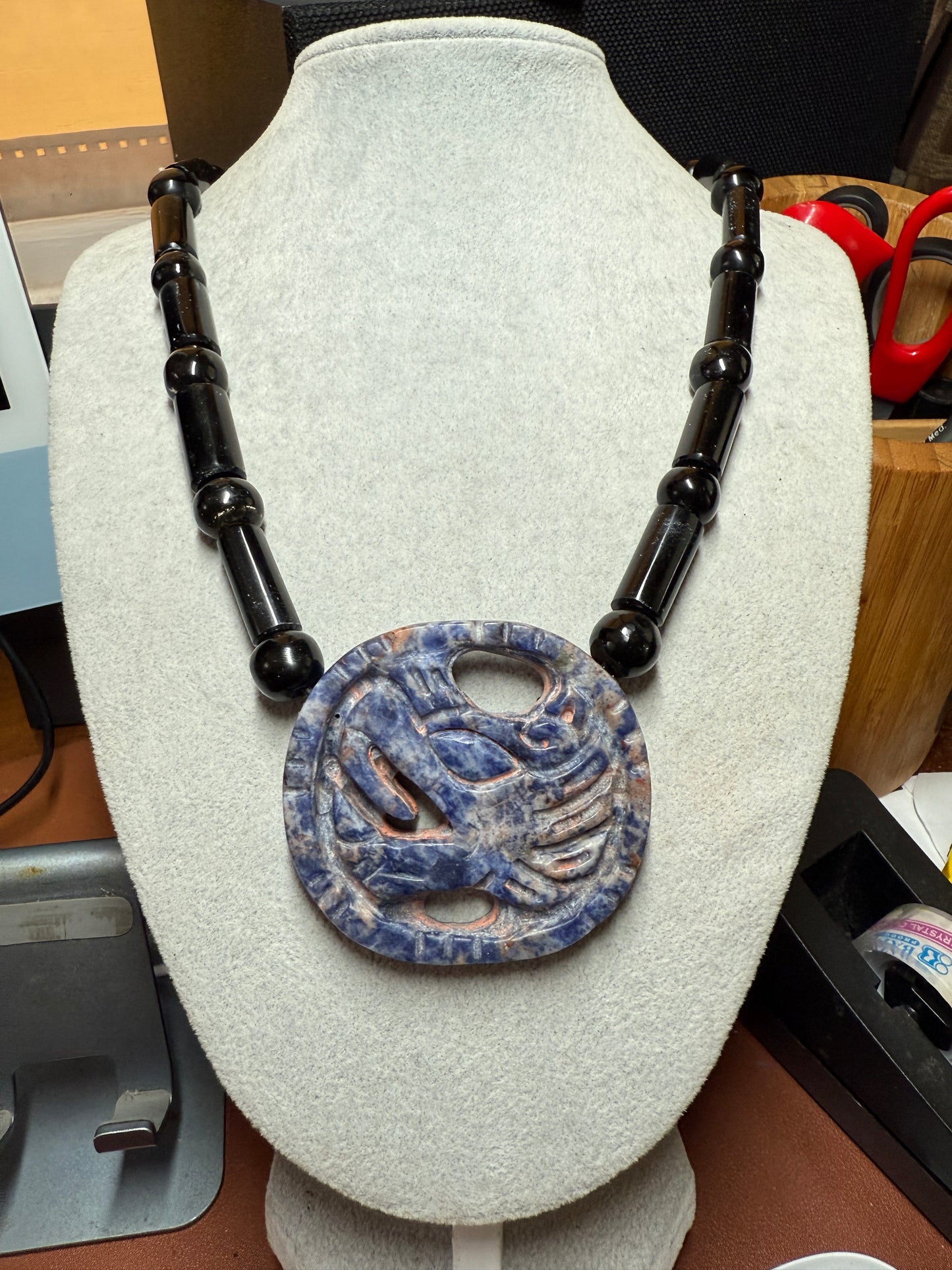 Blue Sodalite Quetzalcoatl Kukulkan Dragon Mexican Mexico Aztec Mexica Tribe #H