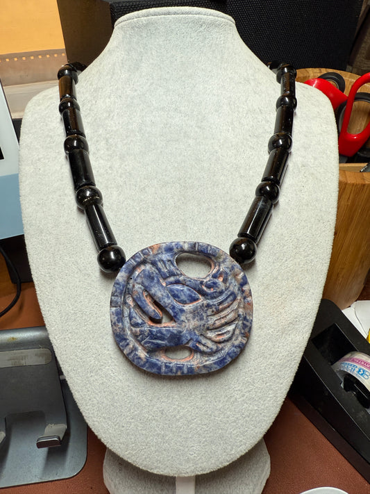 Blue Sodalite Quetzalcoatl Kukulkan Dragon Mexican Mexico Aztec Mexica Tribe #H