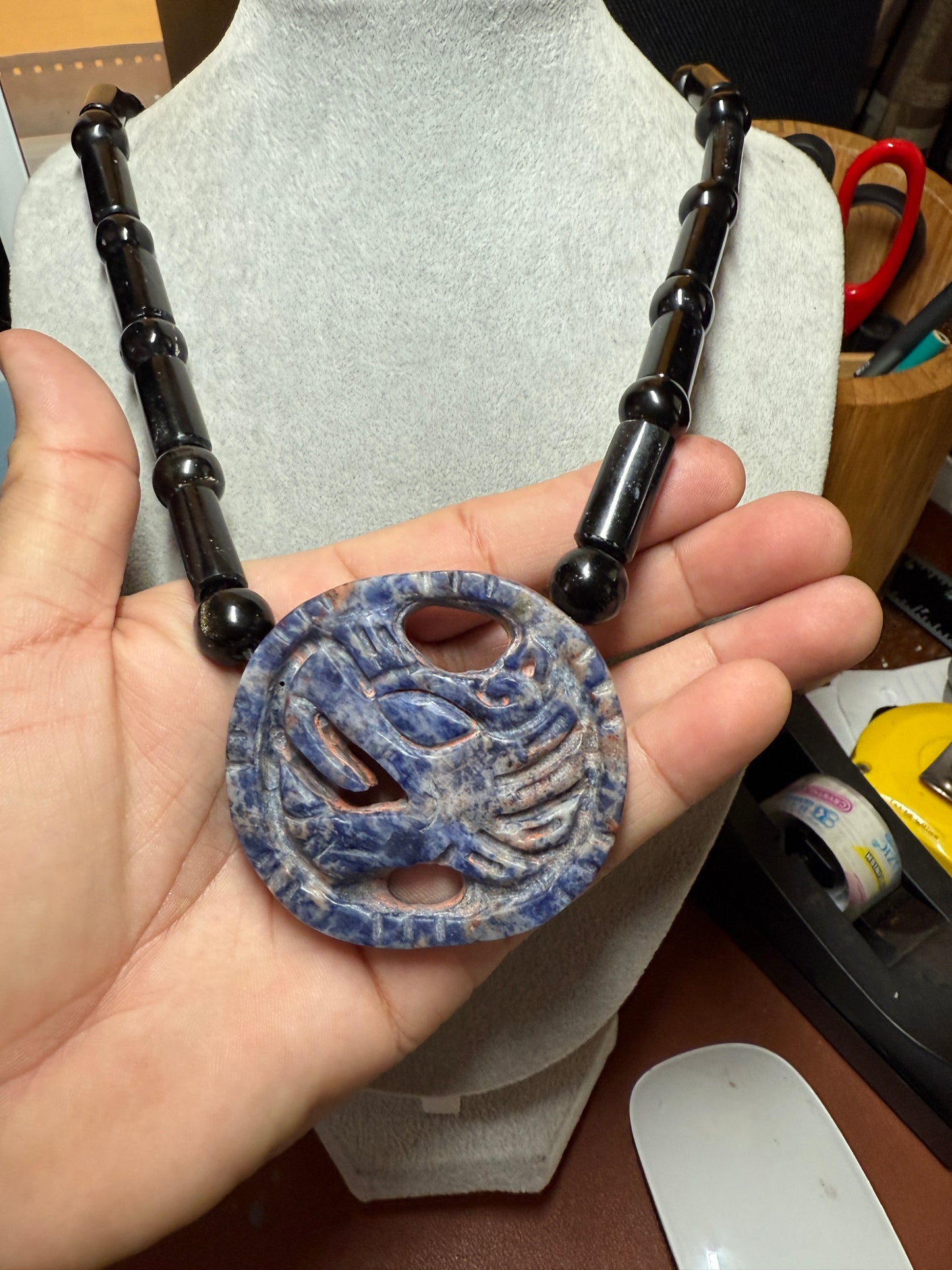 Blue Sodalite Quetzalcoatl Kukulkan Dragon Mexican Mexico Aztec Mexica Tribe #H