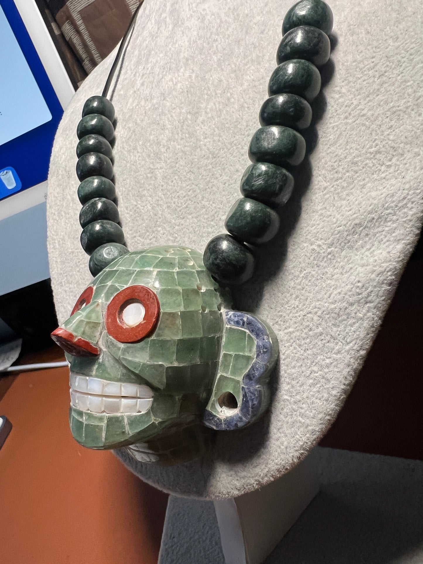 Mictlantecuhtli Mosaic Pendant, All Natural Stones and Gems, Aztec, Mexican #36