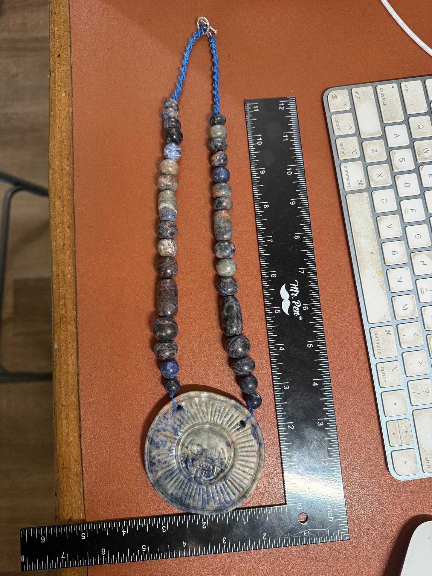 Blue Sodalite Mictlantecuhtli Disk Piedra Muerte Mexican Mexico Aztec Native #H