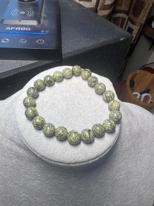 Serpent Stone Beaded Bracelet Women Handmade Natural Stone Mexican Aztec 7" (#20)