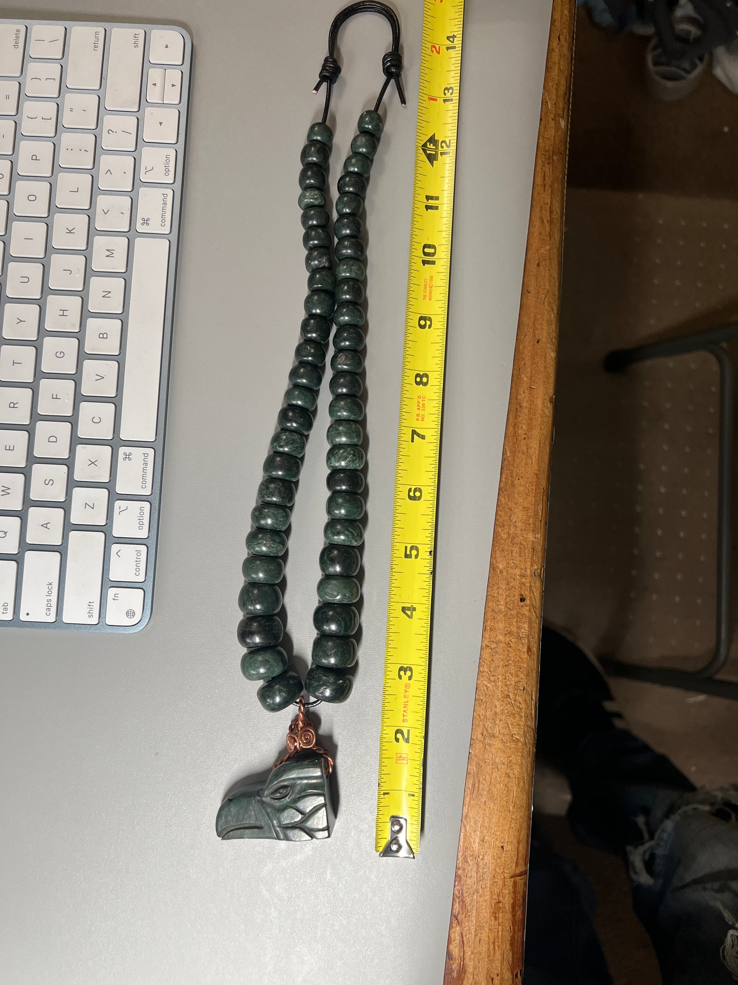 Mexican Eagle Jade Pendant Guatemalan Jade Beaded Necklace, Aztec, Aguila, Handmade in Mexico, Authentic, Chunky and Thick, Indigenous, Mexica Tribe, #15