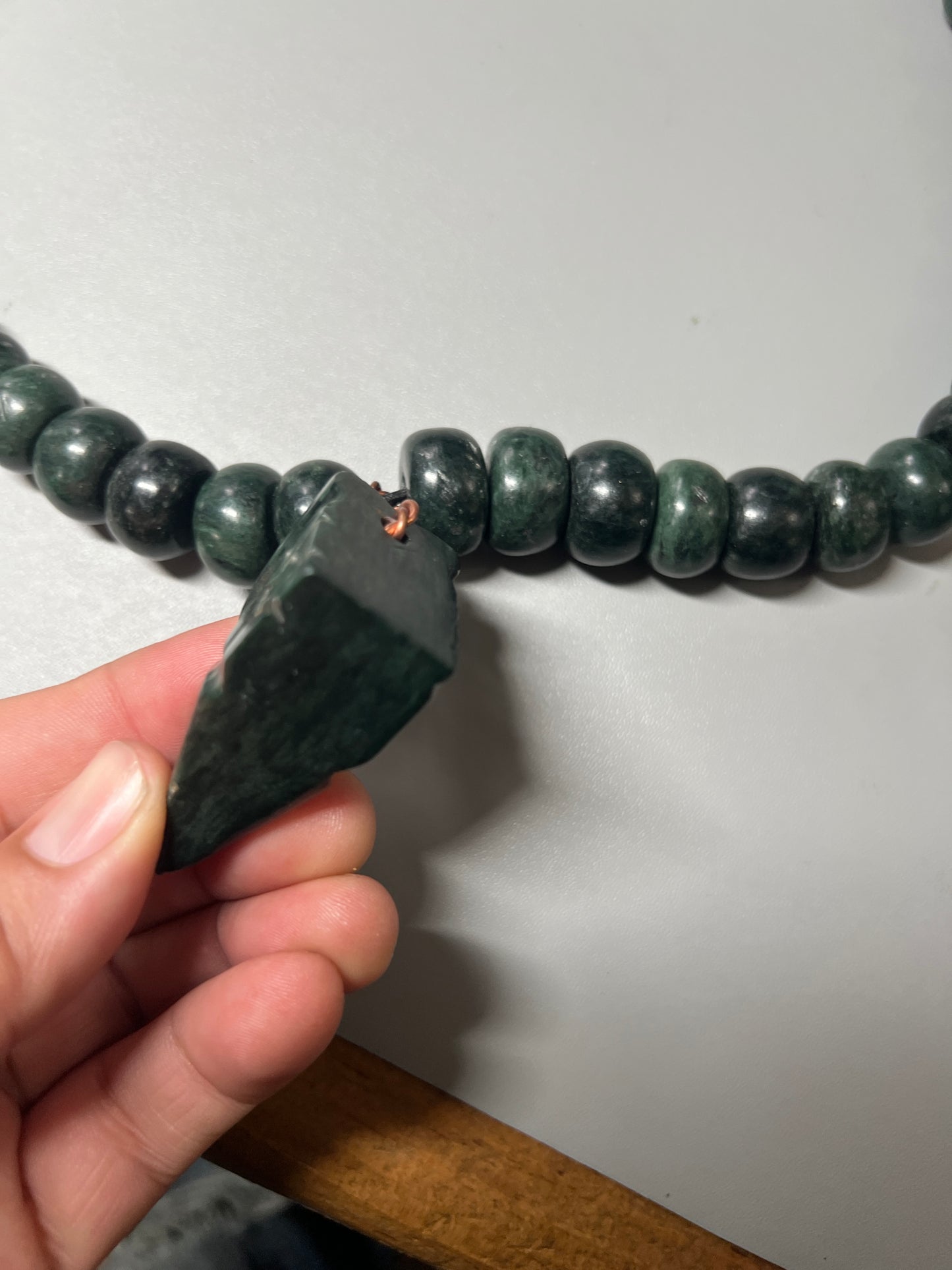 Mexican Eagle Jade Pendant Guatemalan Jade Beaded Necklace, Aztec, Aguila, Handmade in Mexico, Authentic, Chunky and Thick, Indigenous, Mexica Tribe, #15