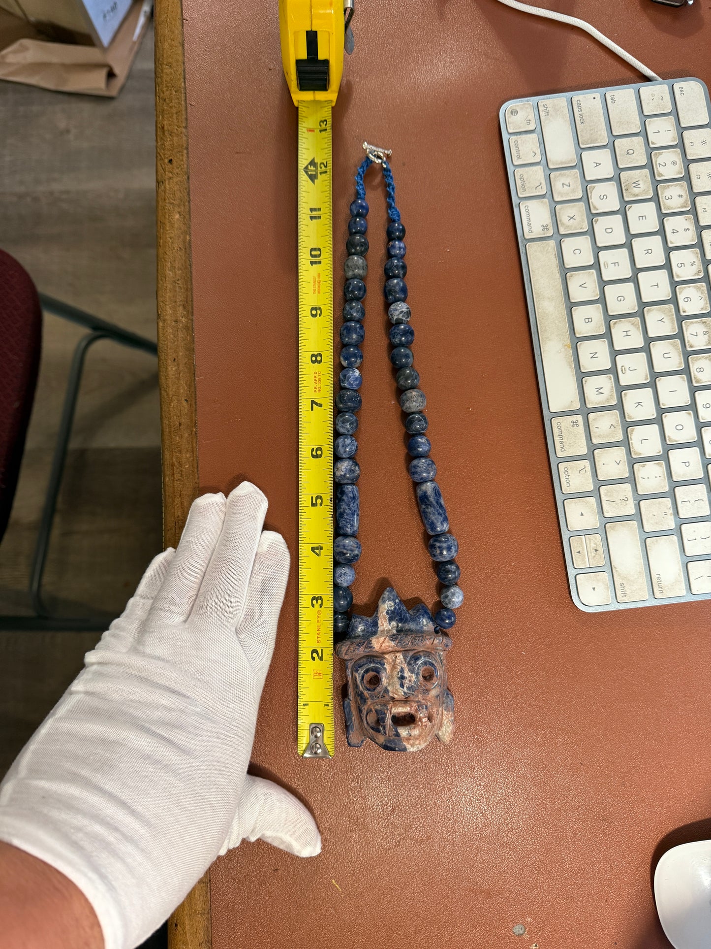 Blue Sodalite Tlaloc Pendant Necklace Mexican Aztec Mexico #H