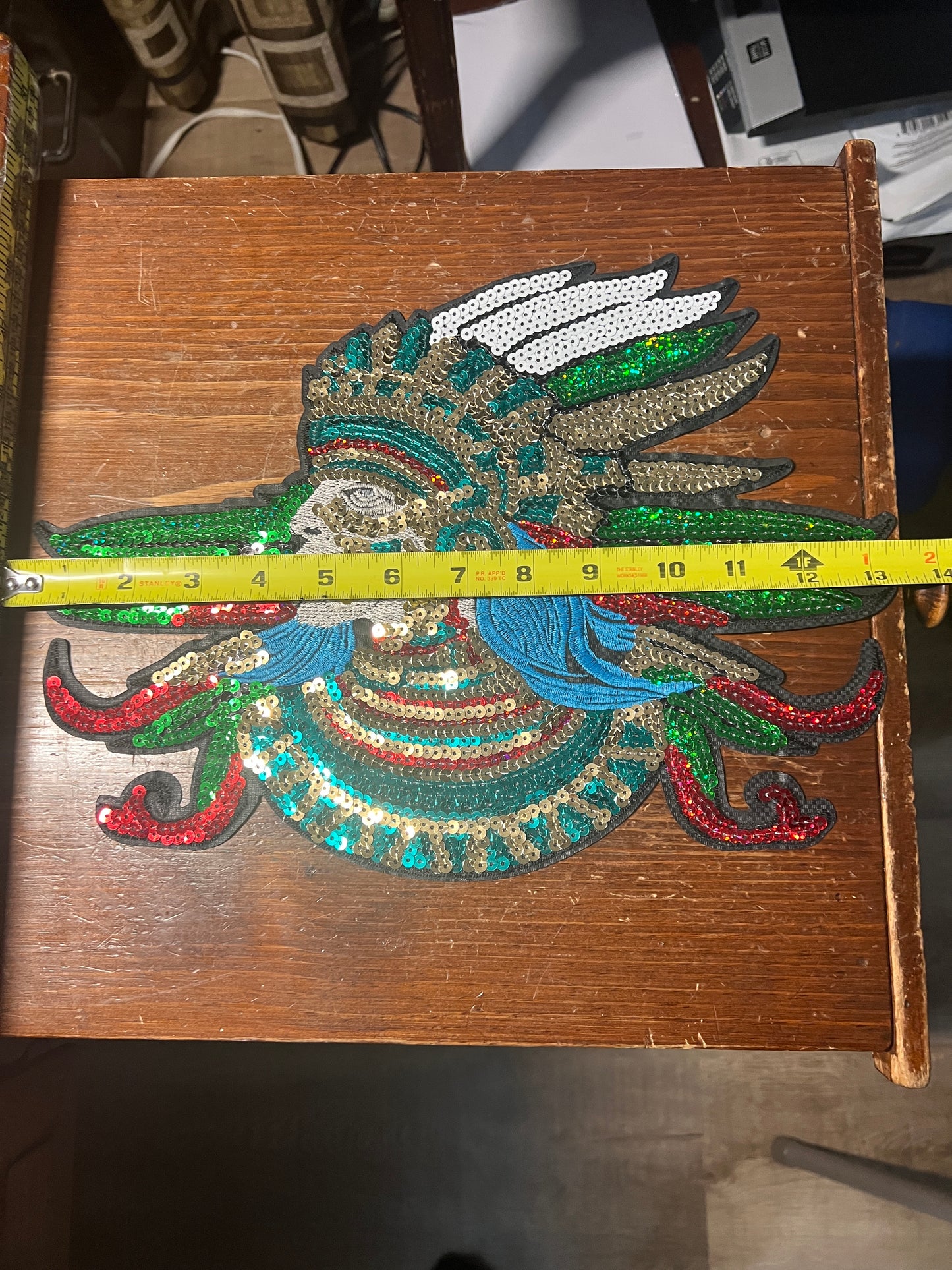 Aztec Emperor Moctezuma, Mexica Chief, Mexico XL Patch, Embroidery Sequins (#31)