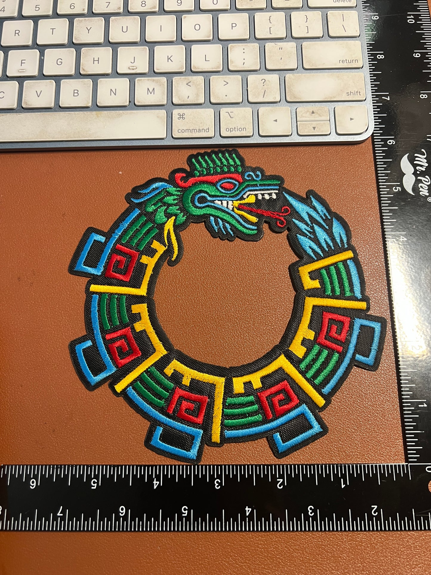 Quetzalcoatl Kukulkan Feathered Serpent Aztec God Patch, Mayan, Mexica, 6", #27