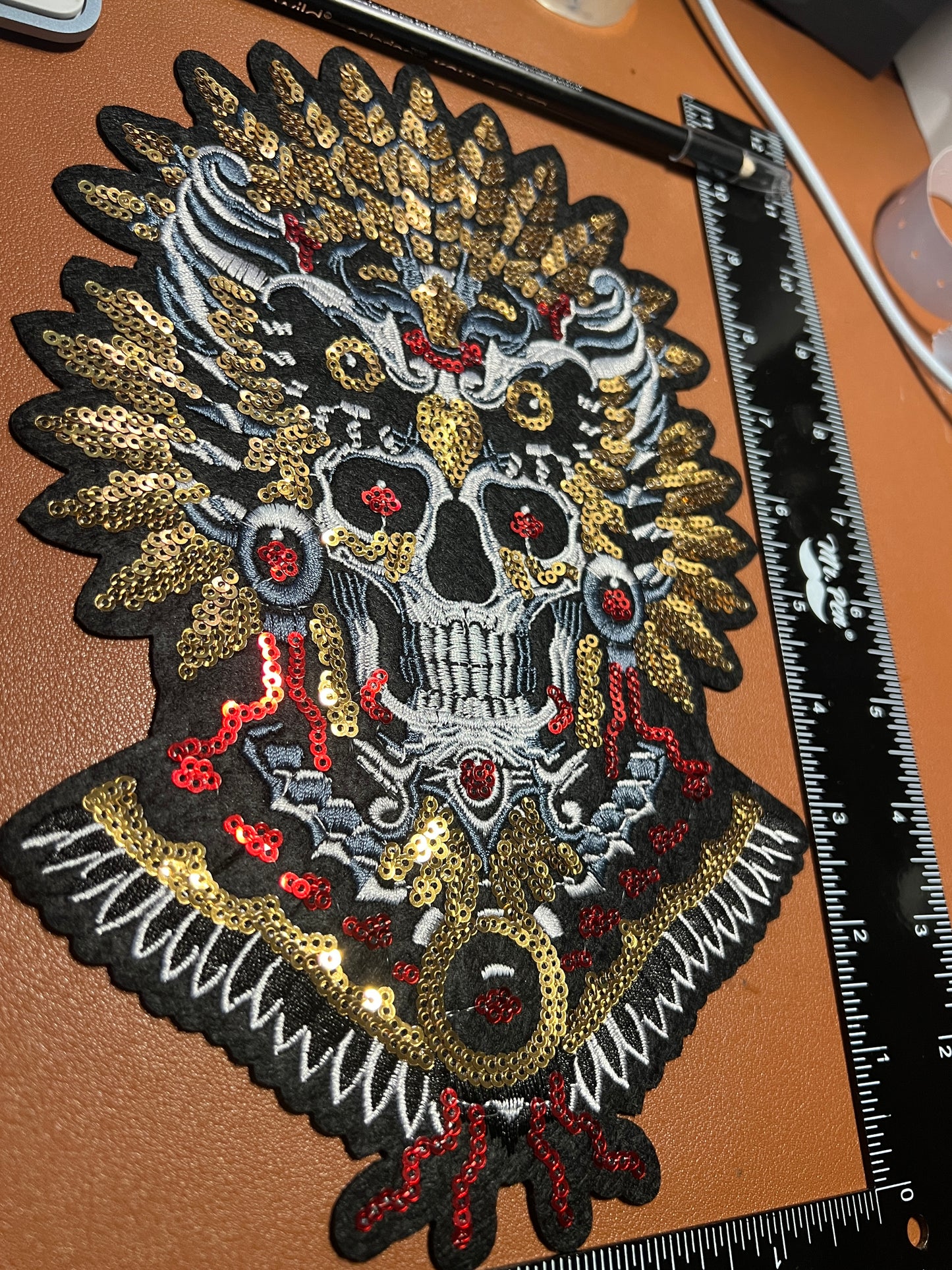Aztec Mictlantecuhtli Dead Eagle Warrior, Patch, Embroidery Sequins (#31)