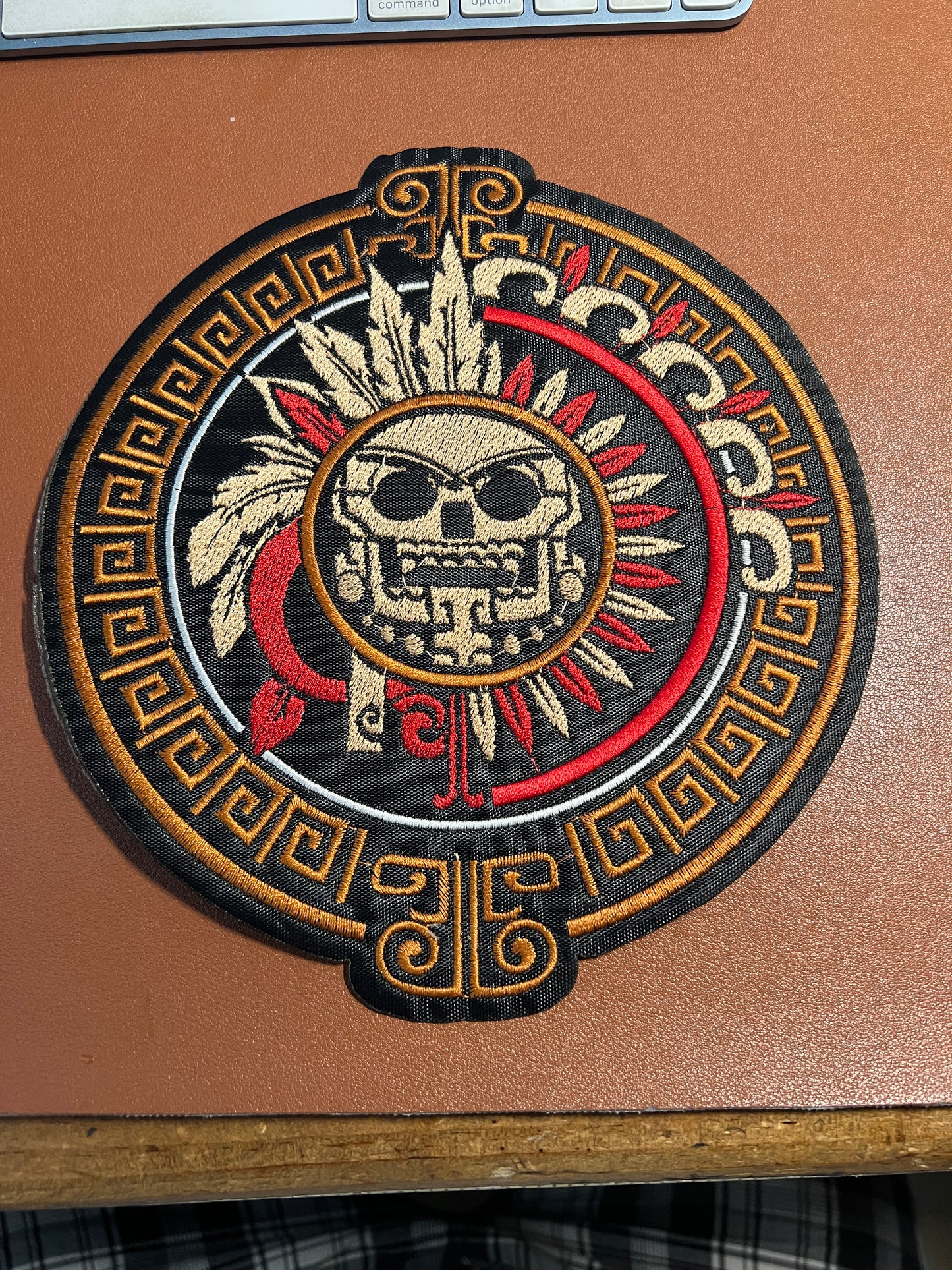 Stone of Death Mictlantecuhtli 8" Patch, Piedra de Muerte, Aztec, Mexican (#21)