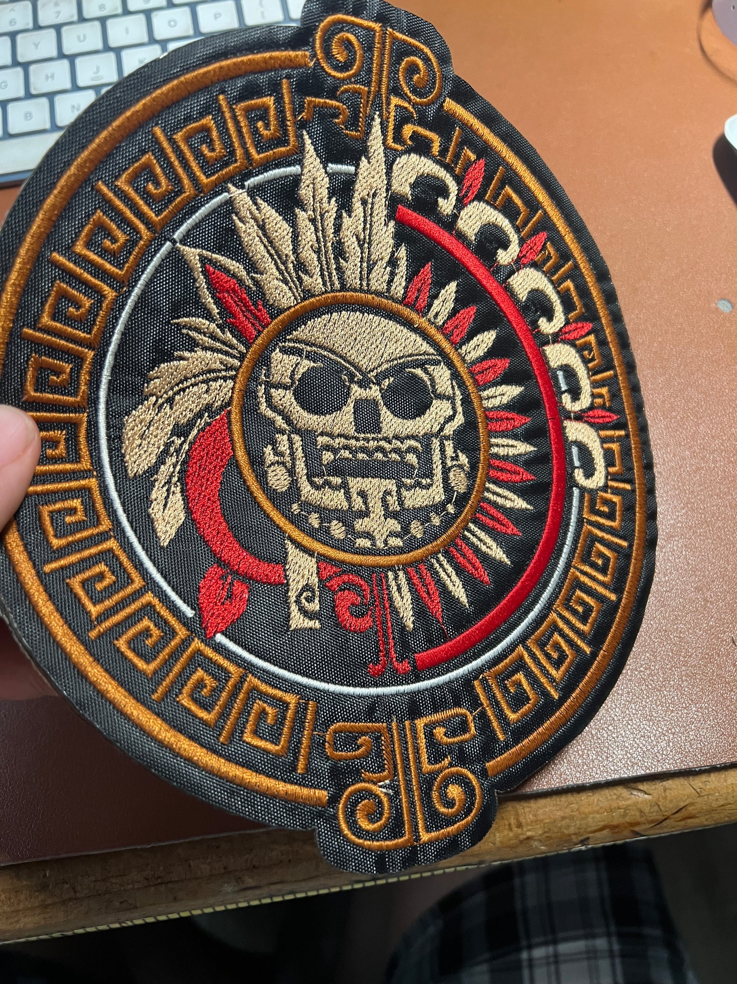 Stone of Death Mictlantecuhtli 8" Patch, Piedra de Muerte, Aztec, Mexican (#21)