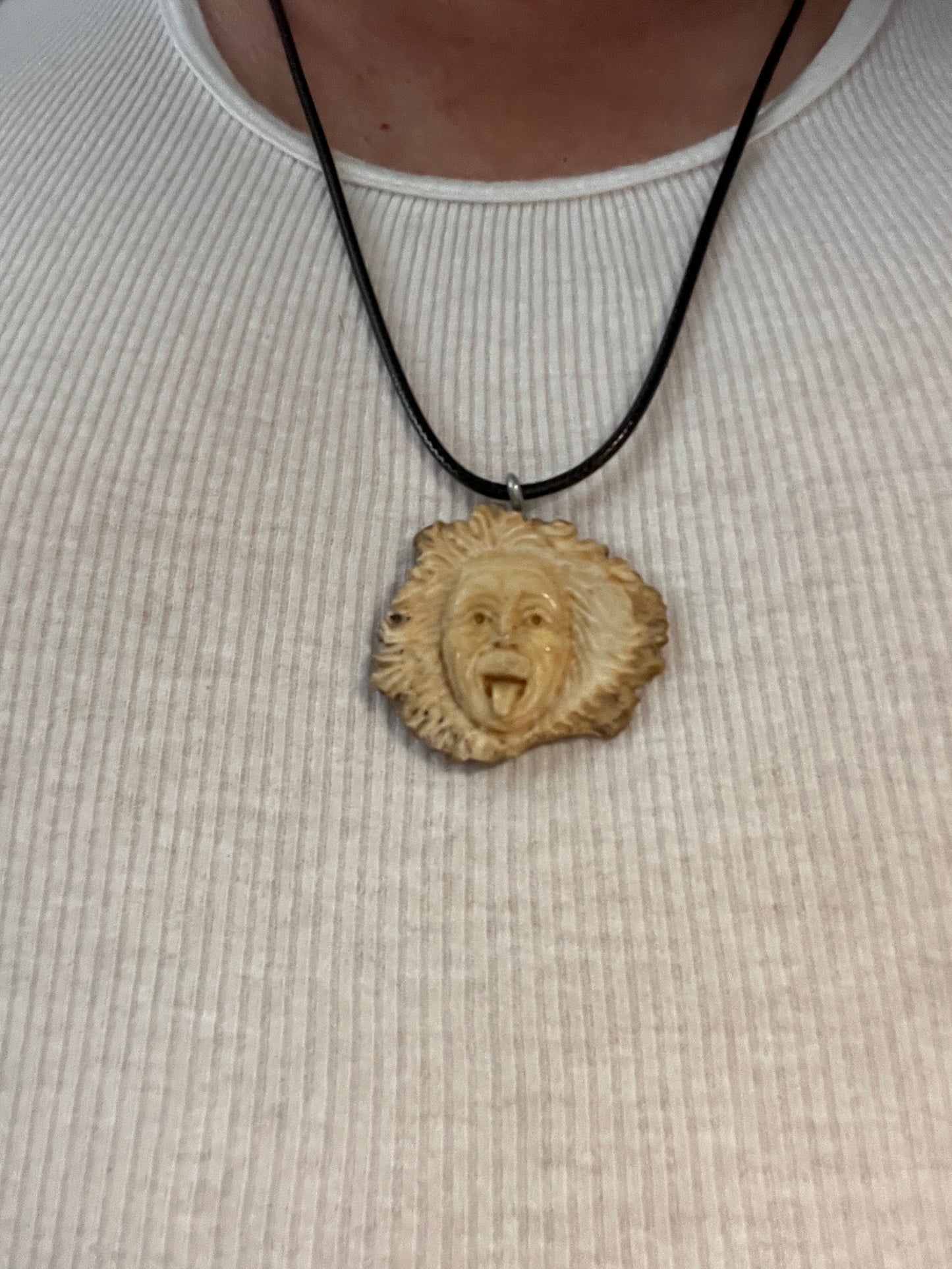 Einstein Carved in Deer Antler, Scientist, Genius, handmade Mexico by Indigenous People (H)