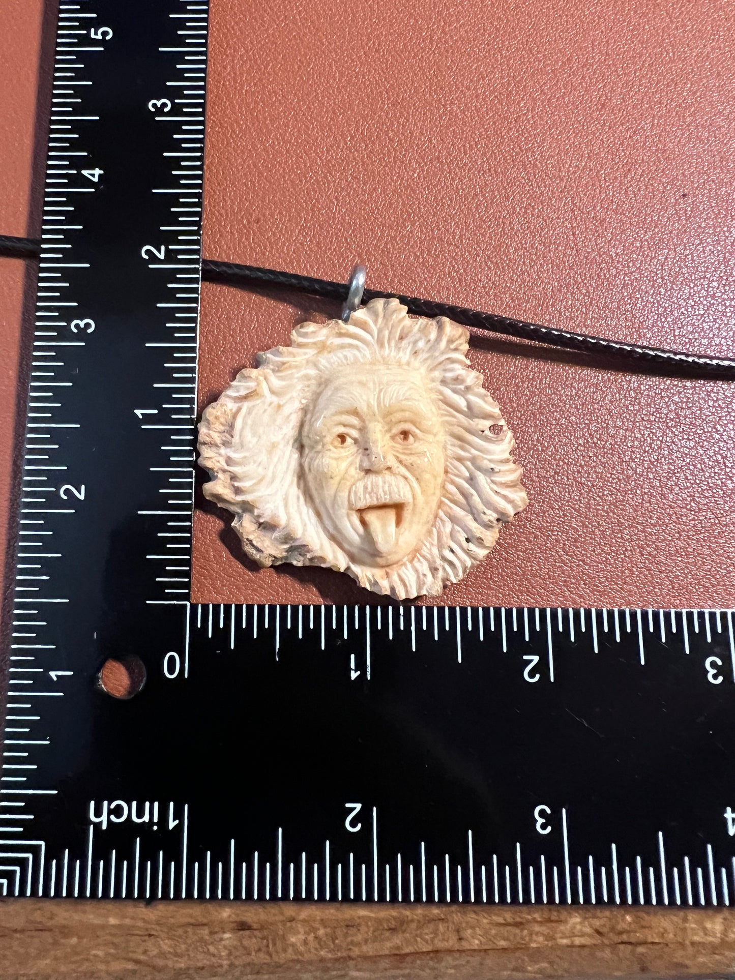 Einstein Carved in Deer Antler, Scientist, Genius, handmade Mexico by Indigenous People (H)