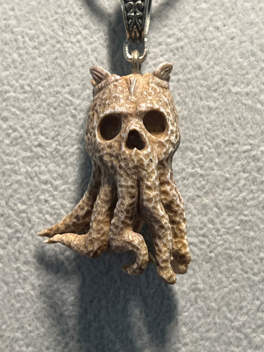 Death Octopus Man Pirates of the Caribbean Necklace Pendant Deer Antler Mexico #H