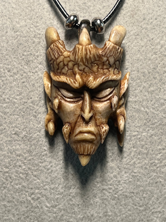 Devil Satan Lucifer Horned Pendant carved from Deer Antler from Mexico #H