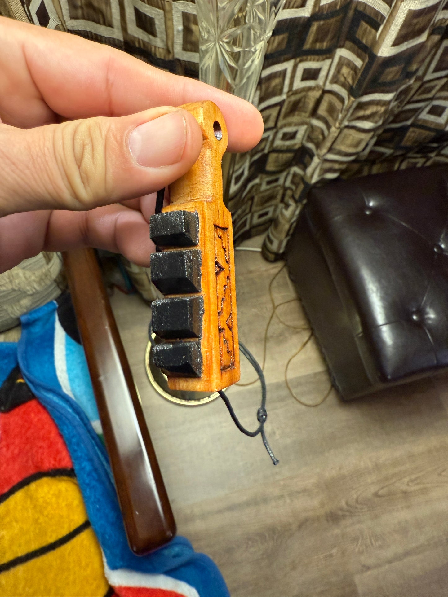 Mini Macuahuitl Necklace, Pyramids, Aztec, Mexican, Mexico, Ancient Warrior, Wood Carved, Replica Weapon (#40)