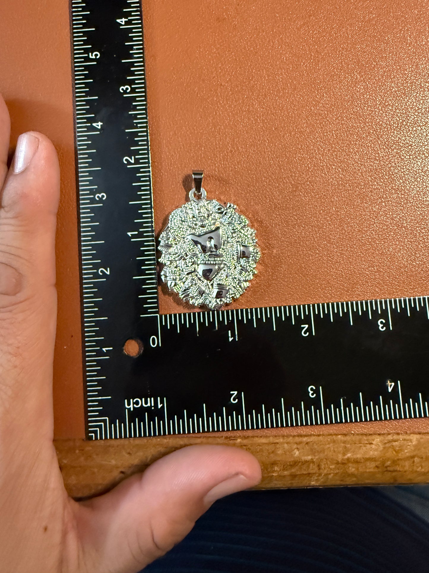 Coyolxuahqui Pendant, Silver Tone, Aztec Moon Goddess, 1.5", 5.3mm bail, Metal Alloy #10