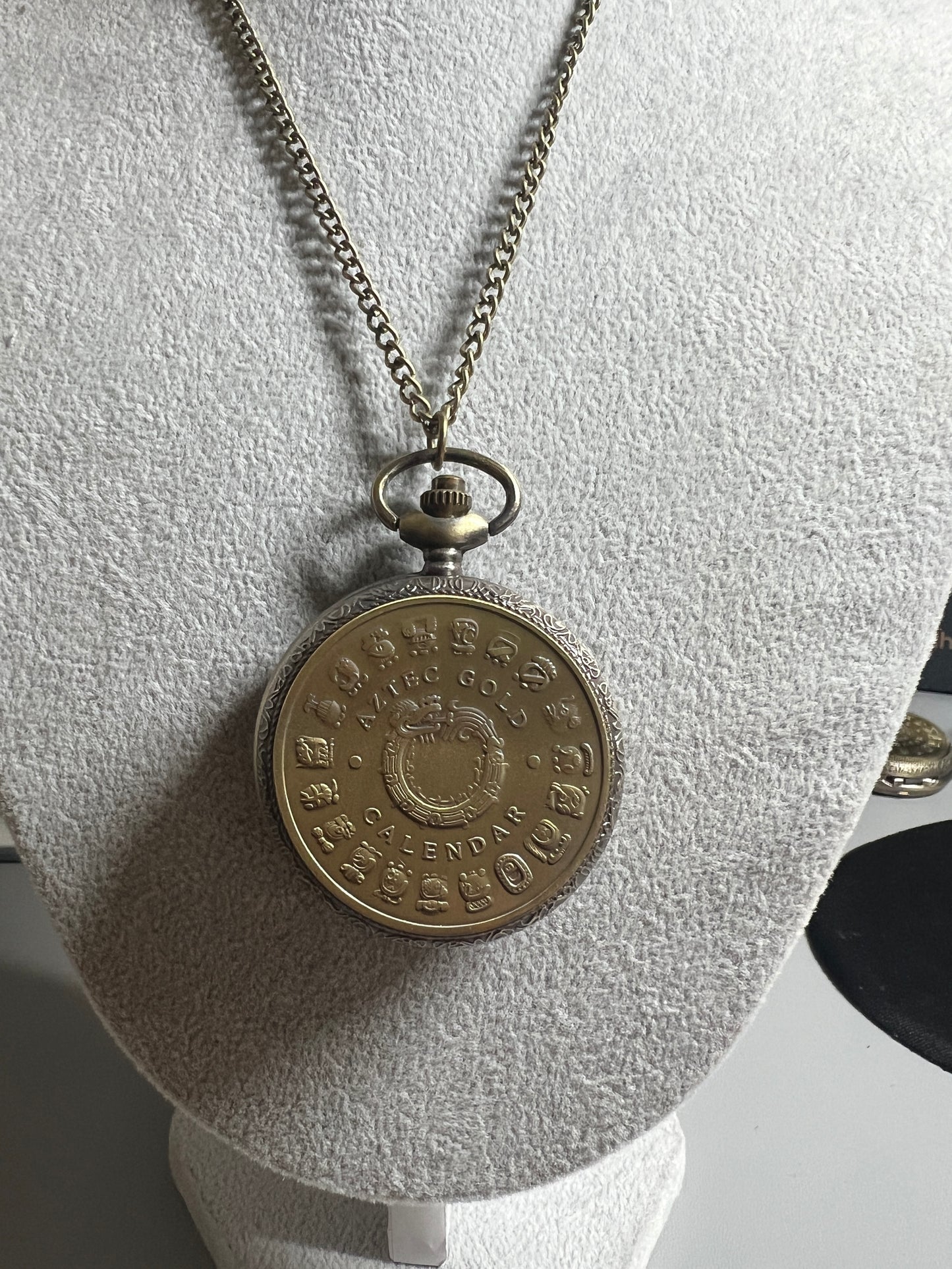 Aztec Quetzalcoatl or Mayan Kukulkan Necklace Watch Bronze Quartz Pocket Vintage Collection (#19)