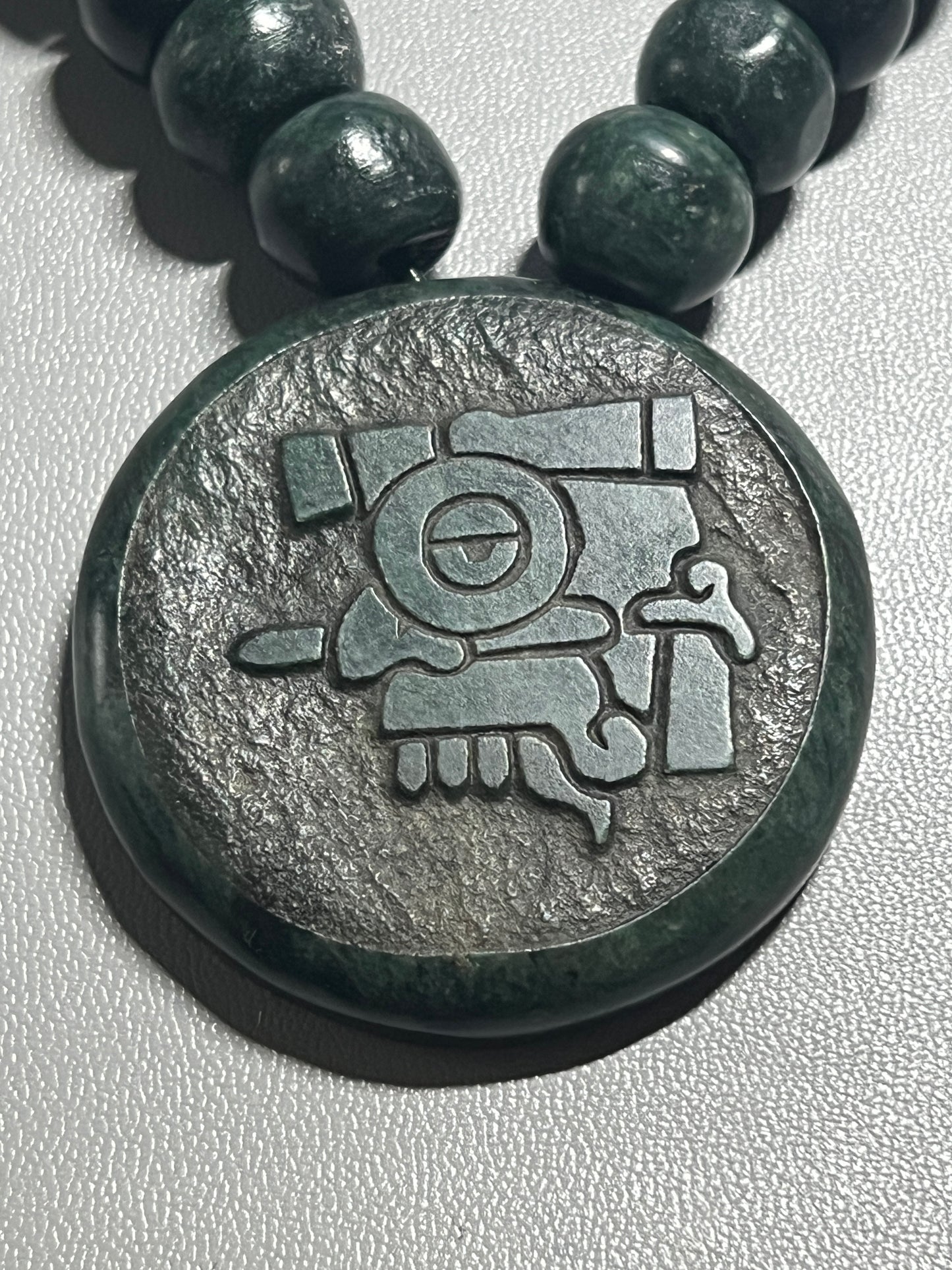 Tlaloc Azteca Rain God, Jade Necklace, Beaded, Necklace 24+" Mexican, Aztec, Mexica, Rain God, Pagan #C18