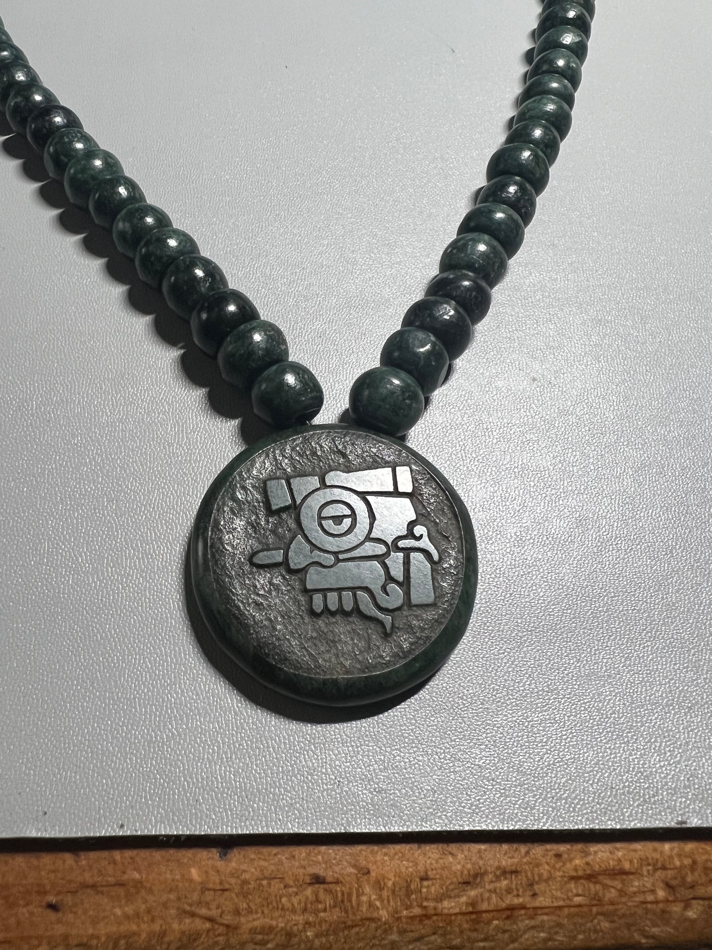 Tlaloc Azteca Rain God, Jade Necklace, Beaded, Necklace 24+" Mexican, Aztec, Mexica, Rain God, Pagan #C18