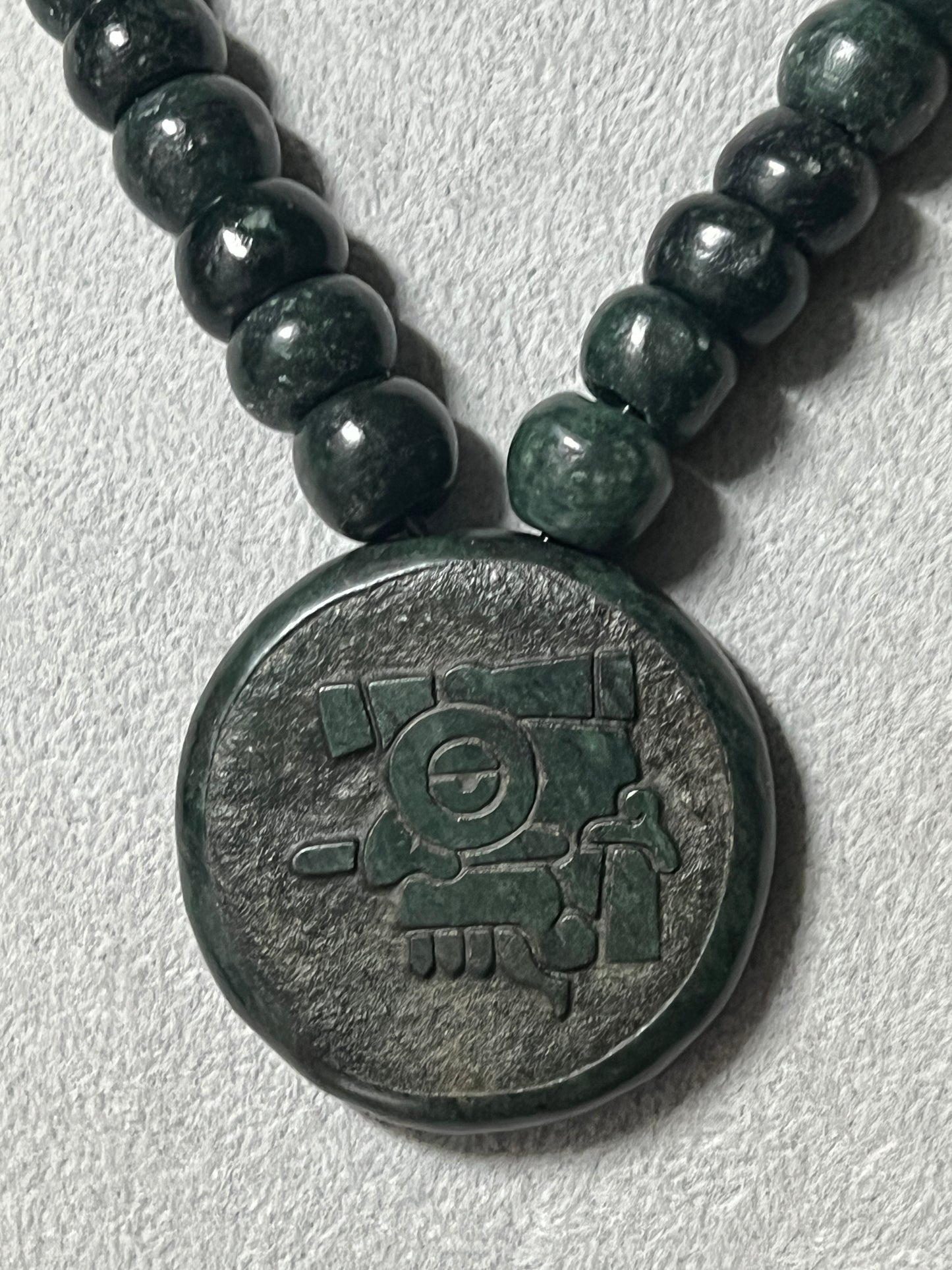 Tlaloc Azteca Rain God, Jade Necklace, Beaded, Necklace 24+" Mexican, Aztec, Mexica, Rain God, Pagan #C18