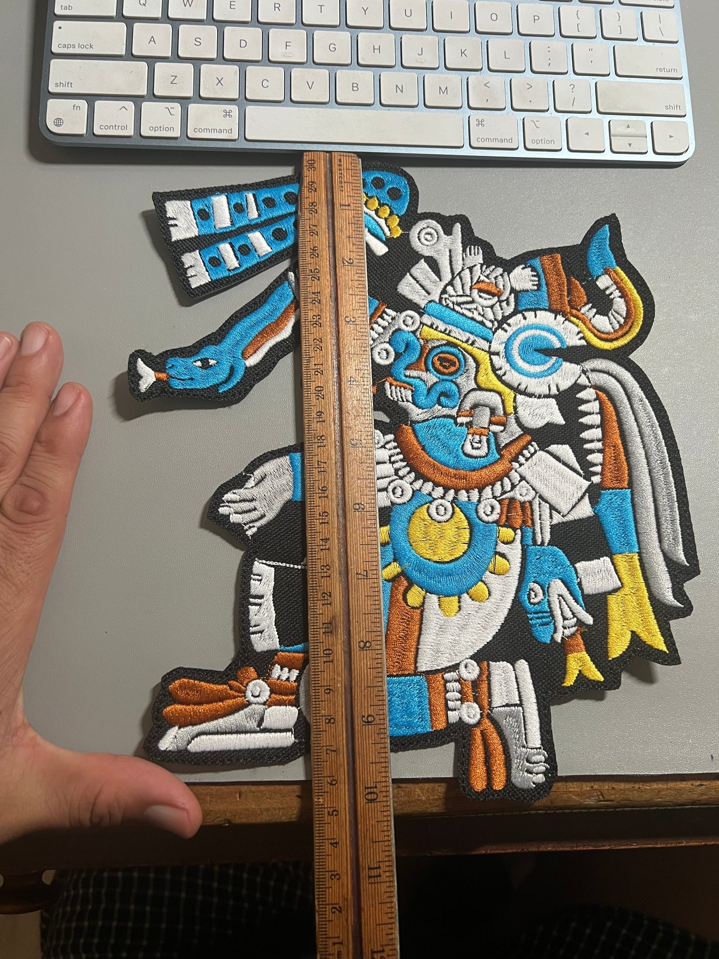 Large Tlaloc Patch, Aztec god of rain, Mexica rain god, 10", Aztec iron-on patches, #27