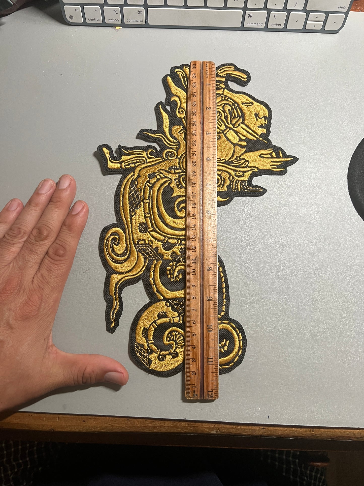 Large Kukulkan Personified, Serpent, Man, Mayan God, Iron-On Patch, patches, 11.5" Mexico, Cancun (#27)