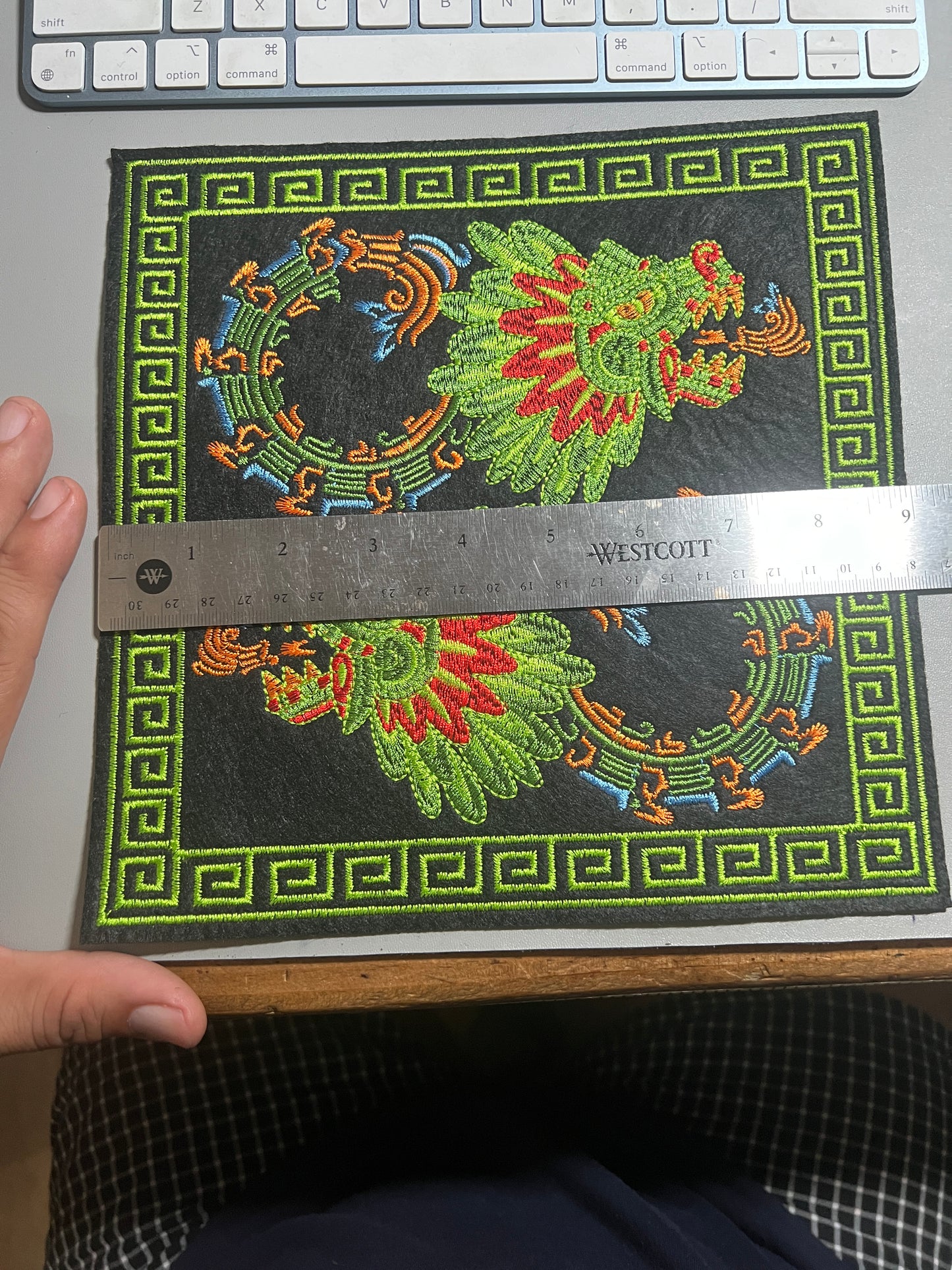 Large Kukulkan Quetzalcoatl, Serpent, feathered, plumed, Iron-On Patch, patches, 9"x9" Square Mexico (#27)