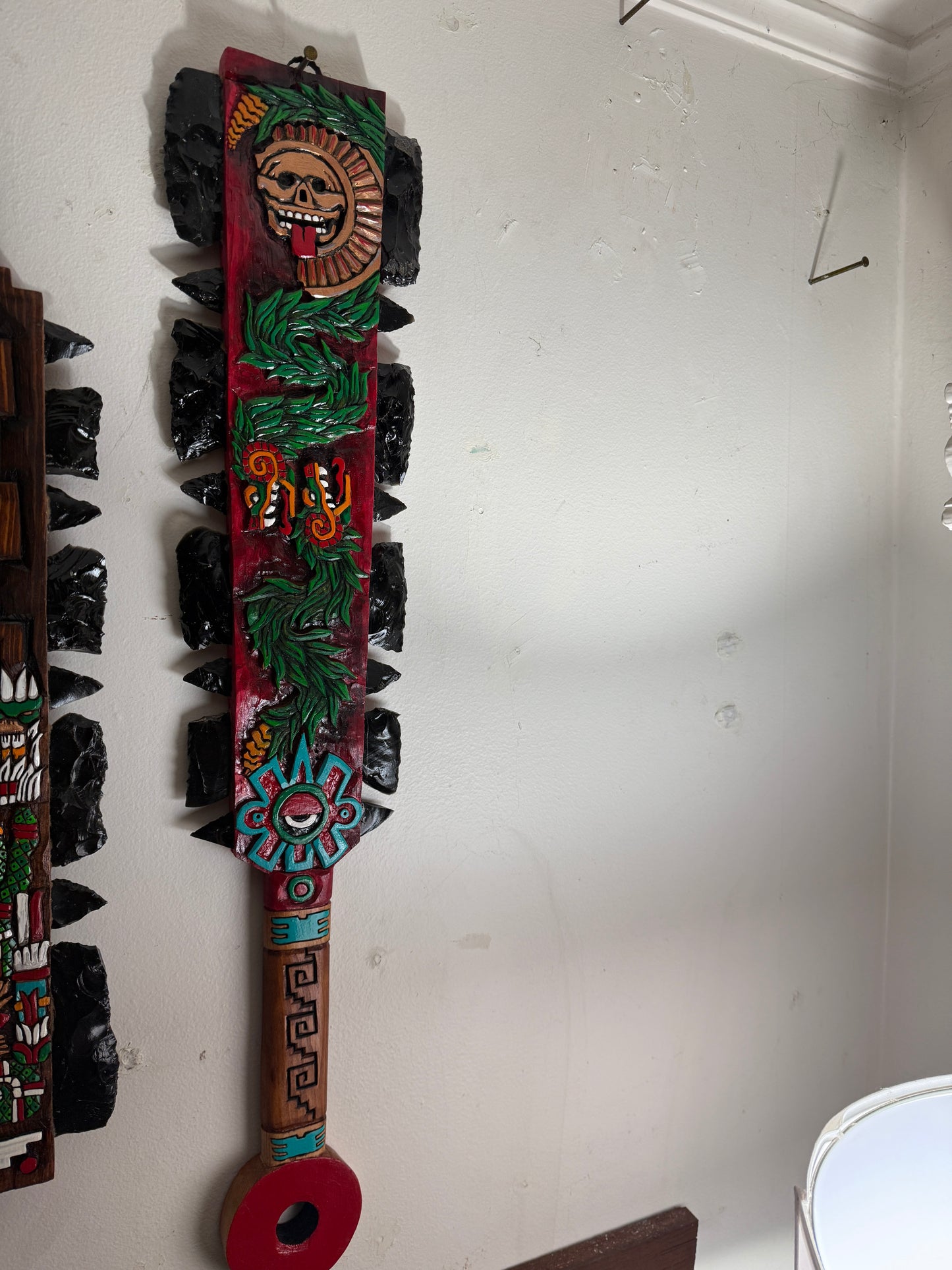 Mictlantecuhtli Piedra De Muerte Aztec Ollin Macuahuitl Warrior Sword War Club, 31.5"