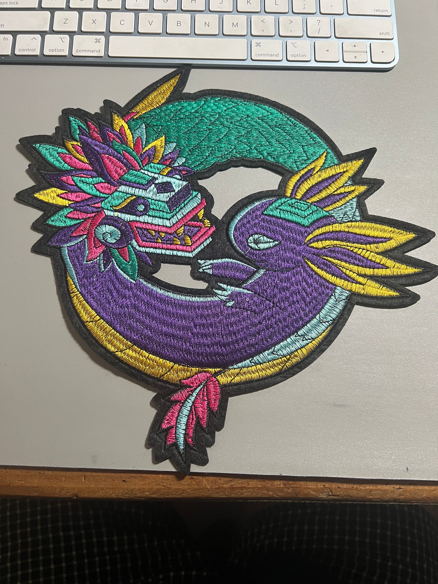Quetzalcoatl, Kukulkan, Axolotl Patch, 10in, Made in Mexico, New Vibrant Colors, Azteca, Mayan, Mexica (#24)