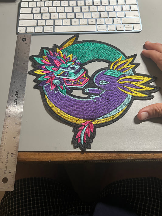 Quetzalcoatl, Kukulkan, Axolotl large Patch, 10in, Made in Mexico, Azteca, Mayan, Mexica (#24)