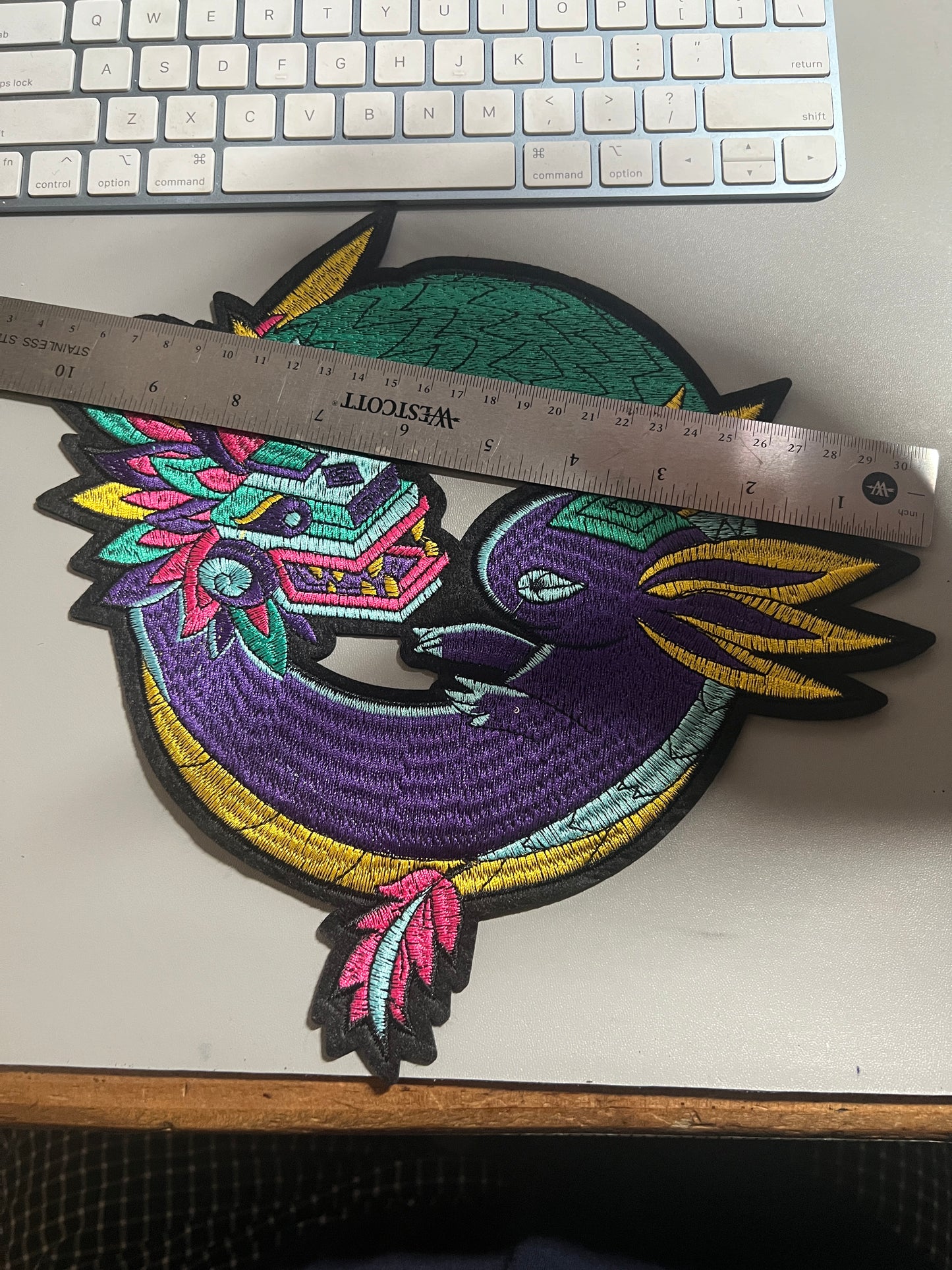 Quetzalcoatl, Kukulkan, Axolotl Patch, 10in, Made in Mexico, New Vibrant Colors, Azteca, Mayan, Mexica (#24)