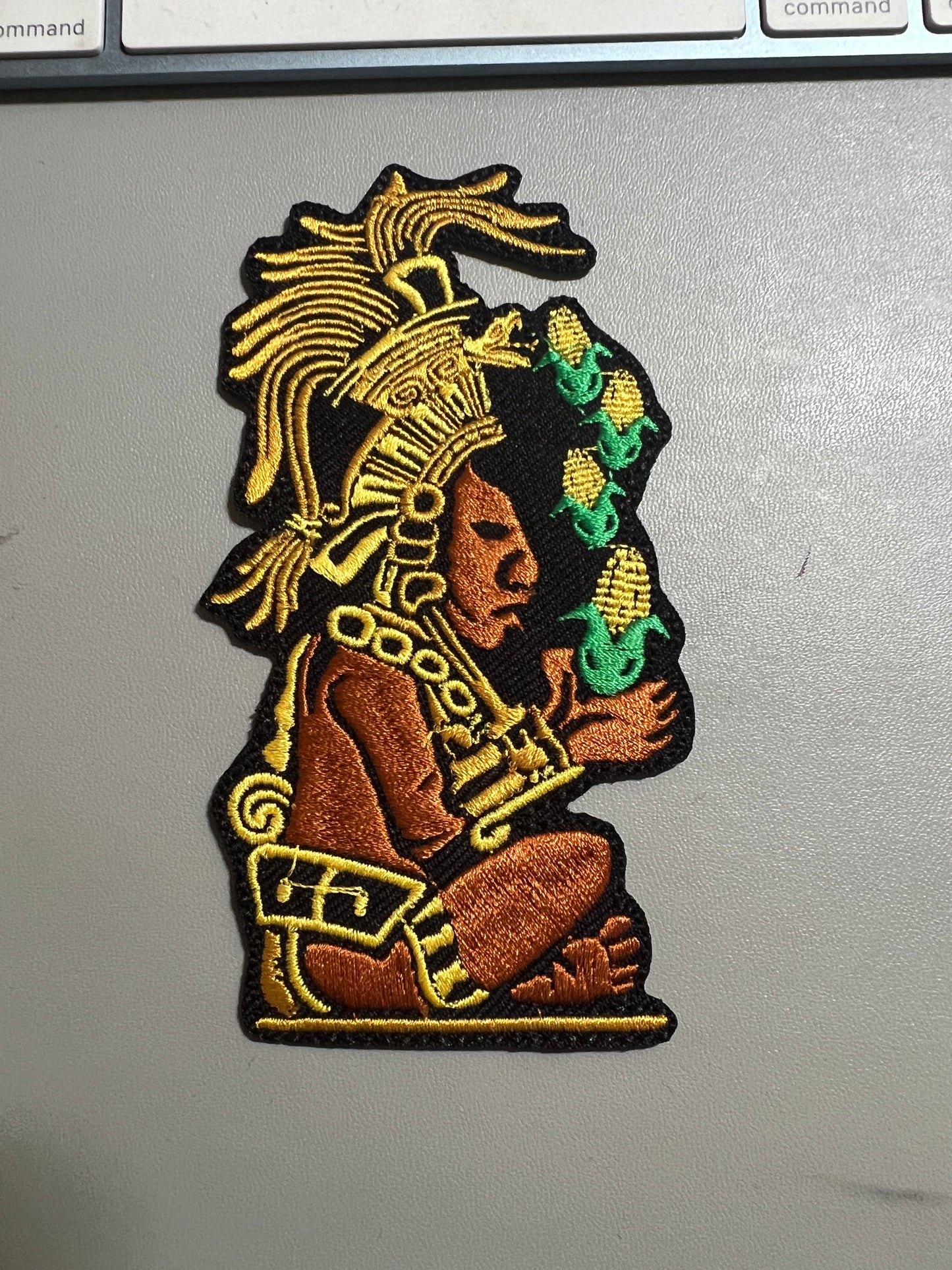 Hun Hunahpu, 5" The Mayan Maize God Back Patch, Corn, Harvest, Native American, Iron-on Patches, Embroidered, From Mexico (#23)