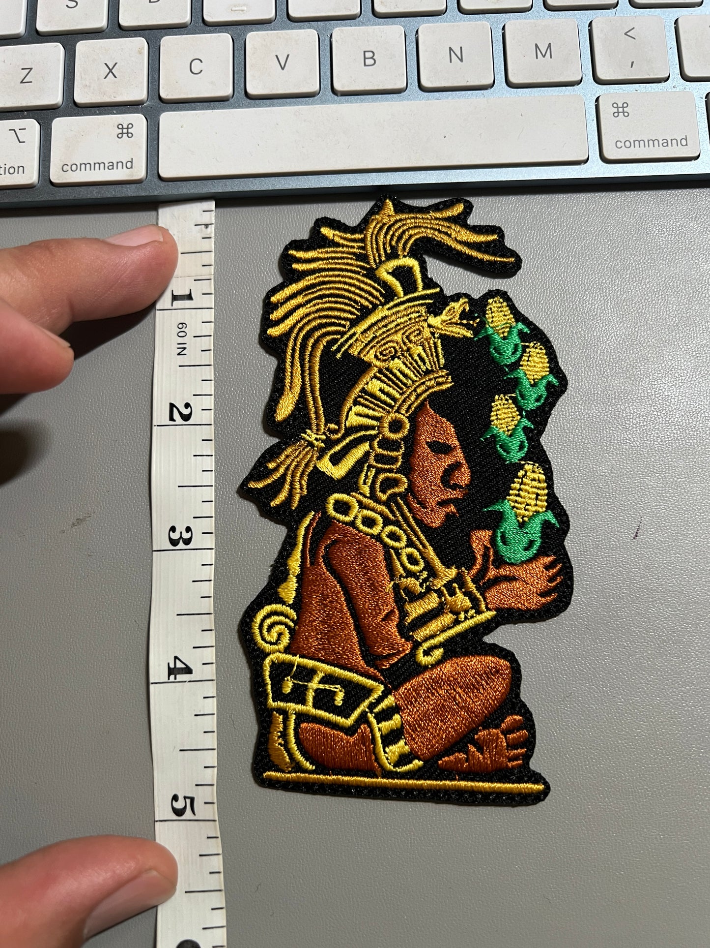 Hun Hunahpu, 5" The Mayan Maize God Back Patch, Corn, Harvest, Native American, Iron-on Patches, Embroidered, From Mexico (#23)
