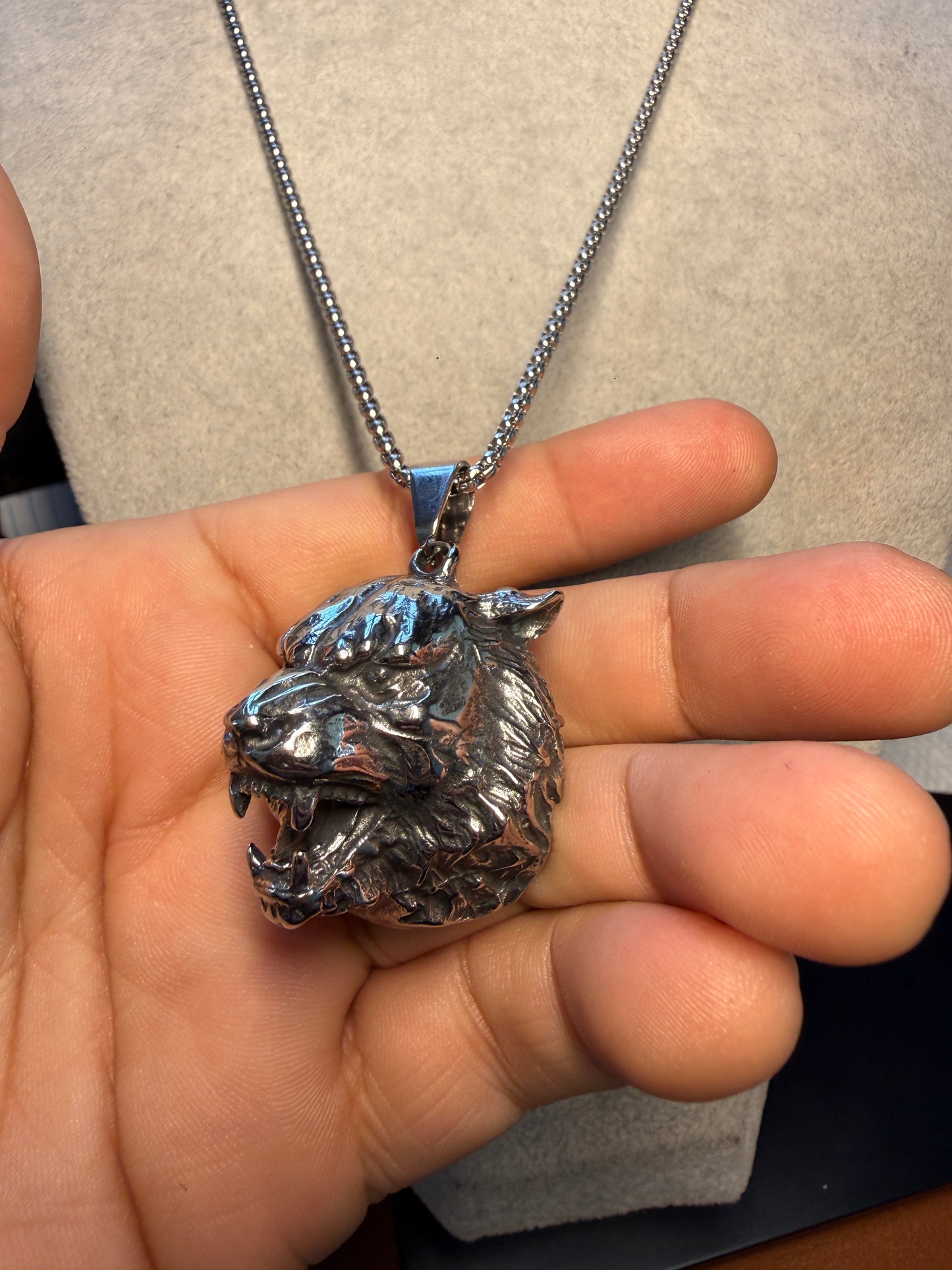 Wolf Lobo Pendant Necklaces 316L Stainless Steel, Aztec, Mayan, Native American (#12)