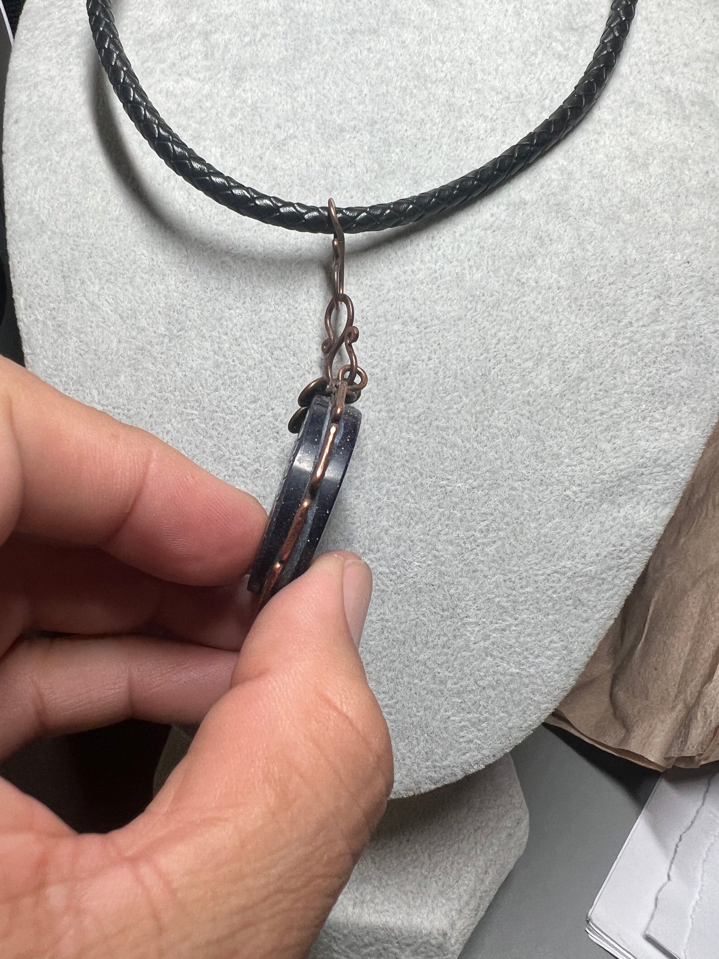 Blue Sparkles Aventurine Stone Kukulkan Quetzalcoatl Mexican Dragon Aztec Mexica Maya, 1.75", leather rope necklace, 20" Mexico (#16)