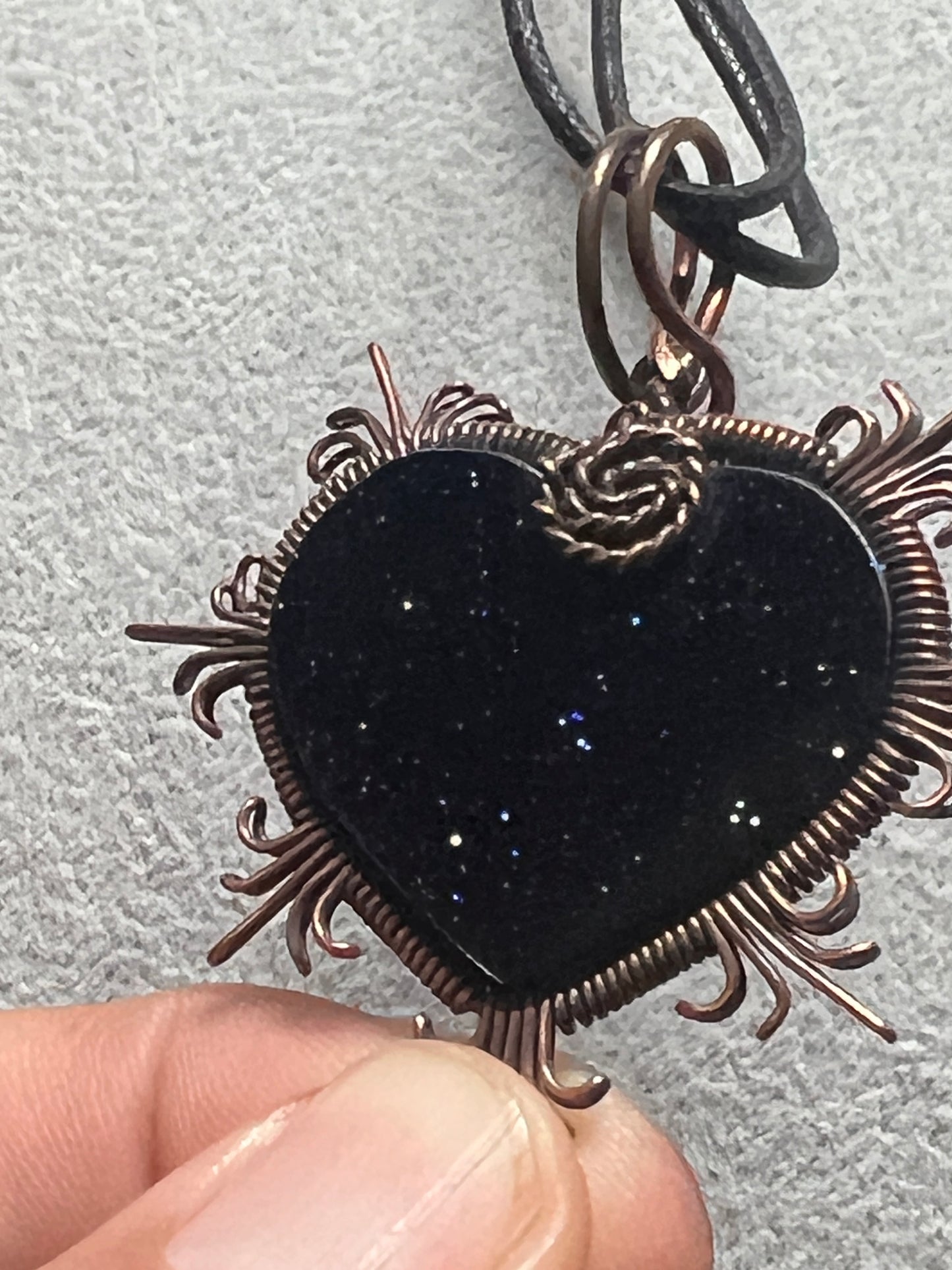 Blue Sparkles Corazon Blue Aventurine Stone Azul Heart Aztec Mexica Maya, 1.75", adjustable, 2" Mexico (#16)