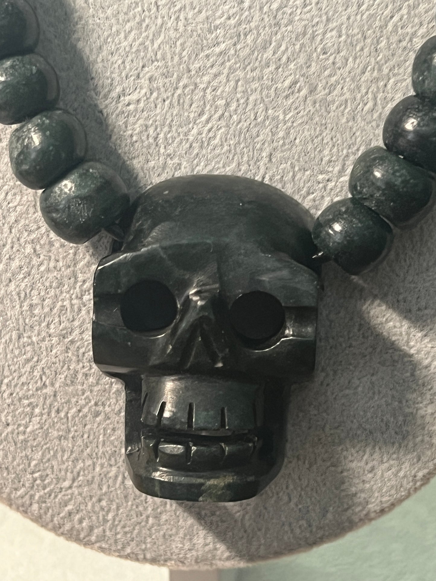 Mictlantecuhtli Skull Jade Necklace from Mexica Indigenous Indians, Mexico, Mexican, Aztec, Azteca, Death (#17)
