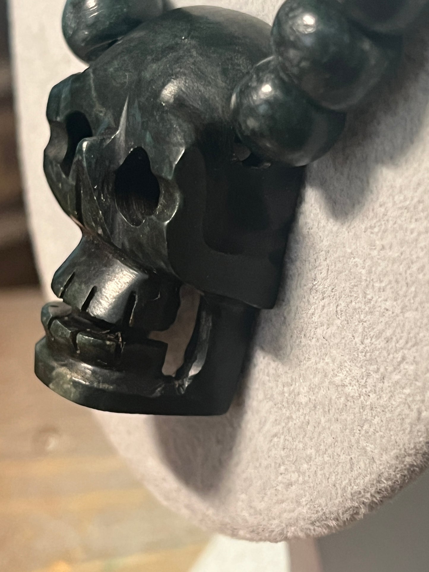 Mictlantecuhtli Skull Jade Necklace from Mexica Indigenous Indians, Mexico, Mexican, Aztec, Azteca, Death (#17)